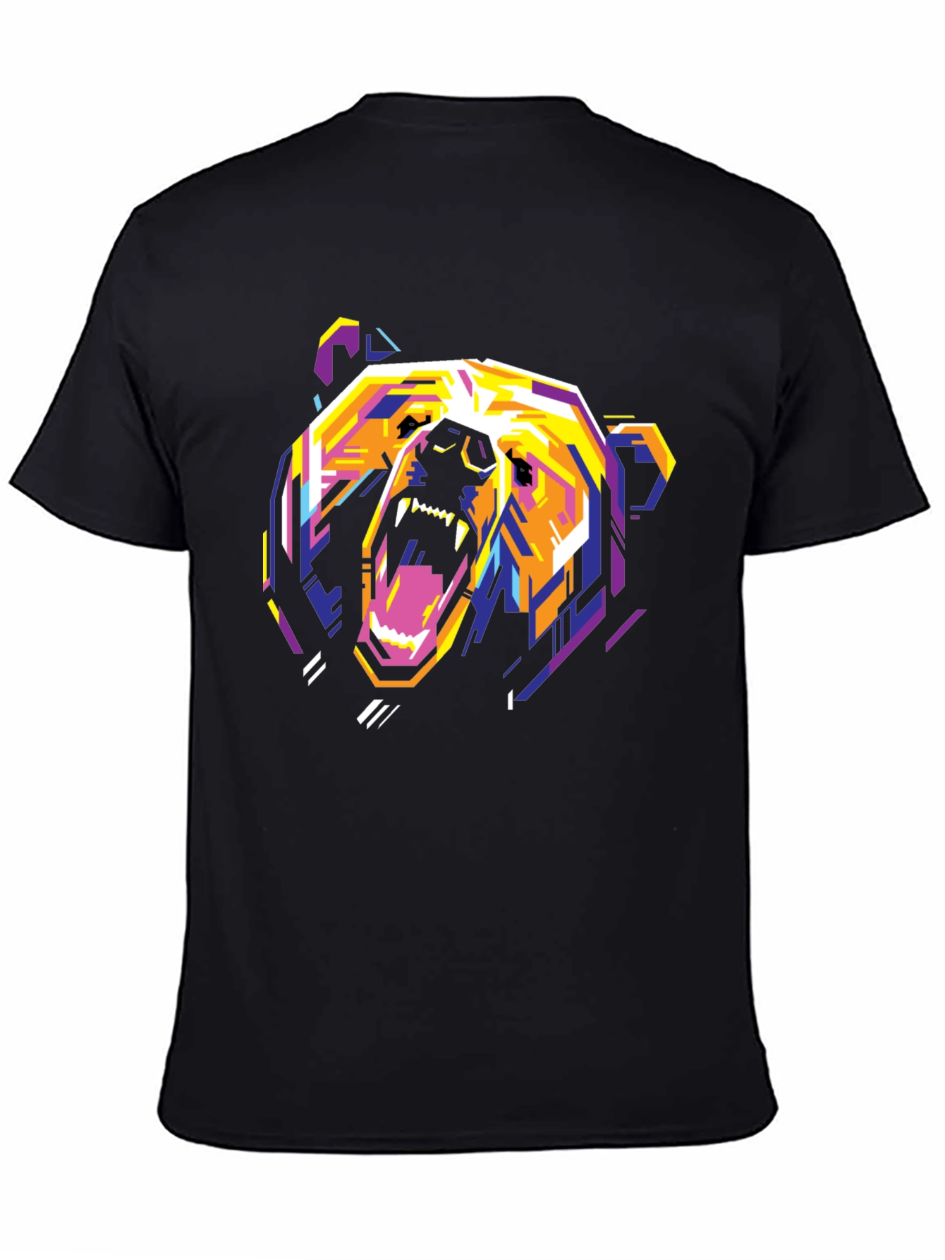 Geometric Bear Graphic Print T-Shirt
