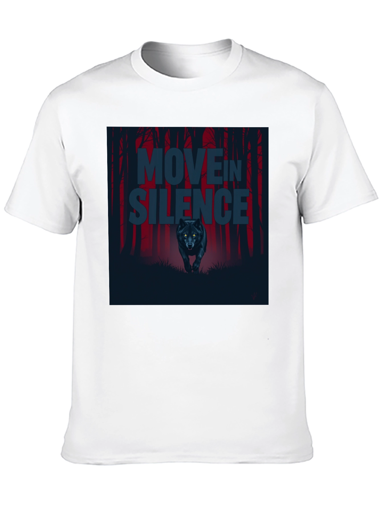 Move in Silence Wolf Graphic T-Shirt - Black