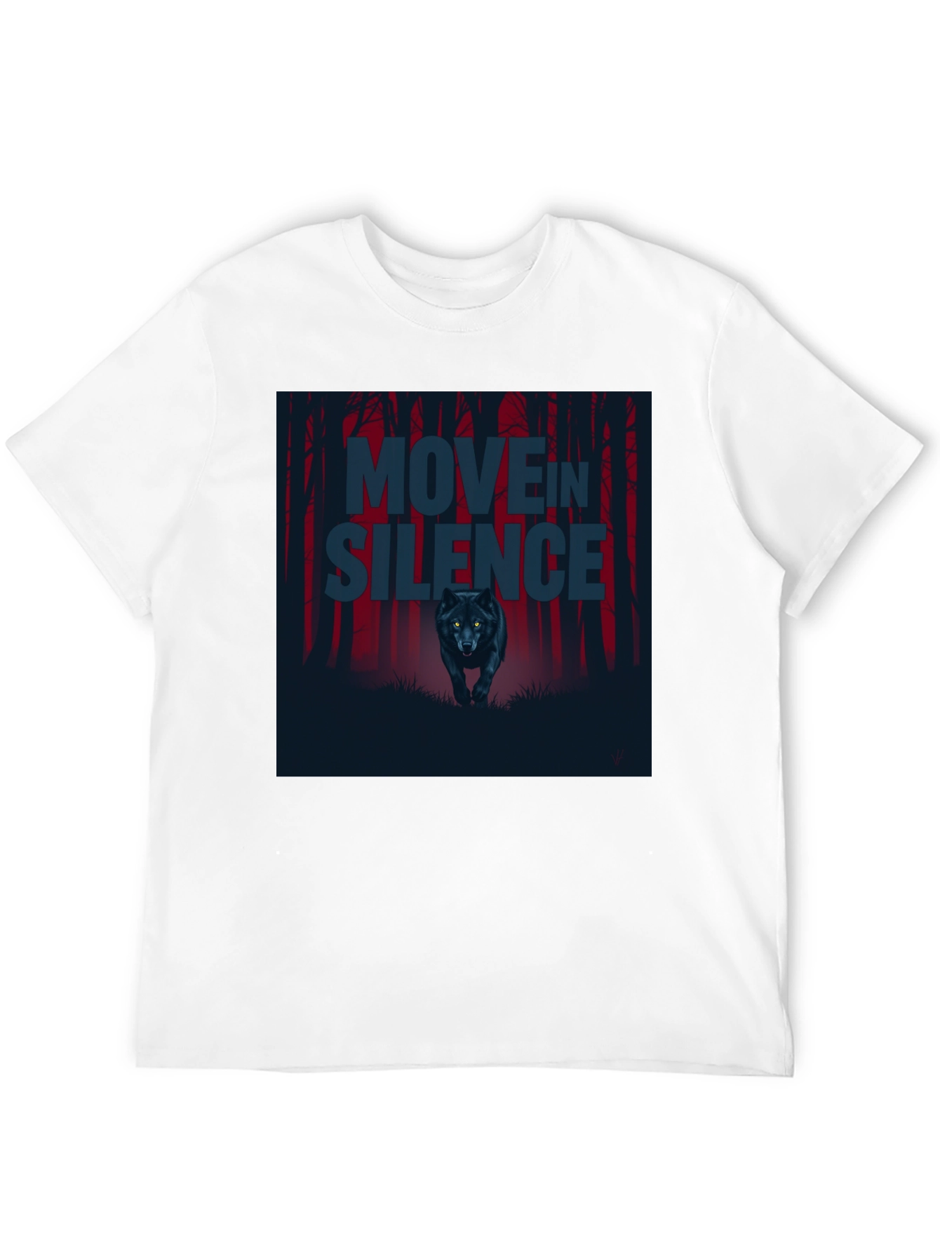 Move in Silence Wolf Graphic T-Shirt - Black