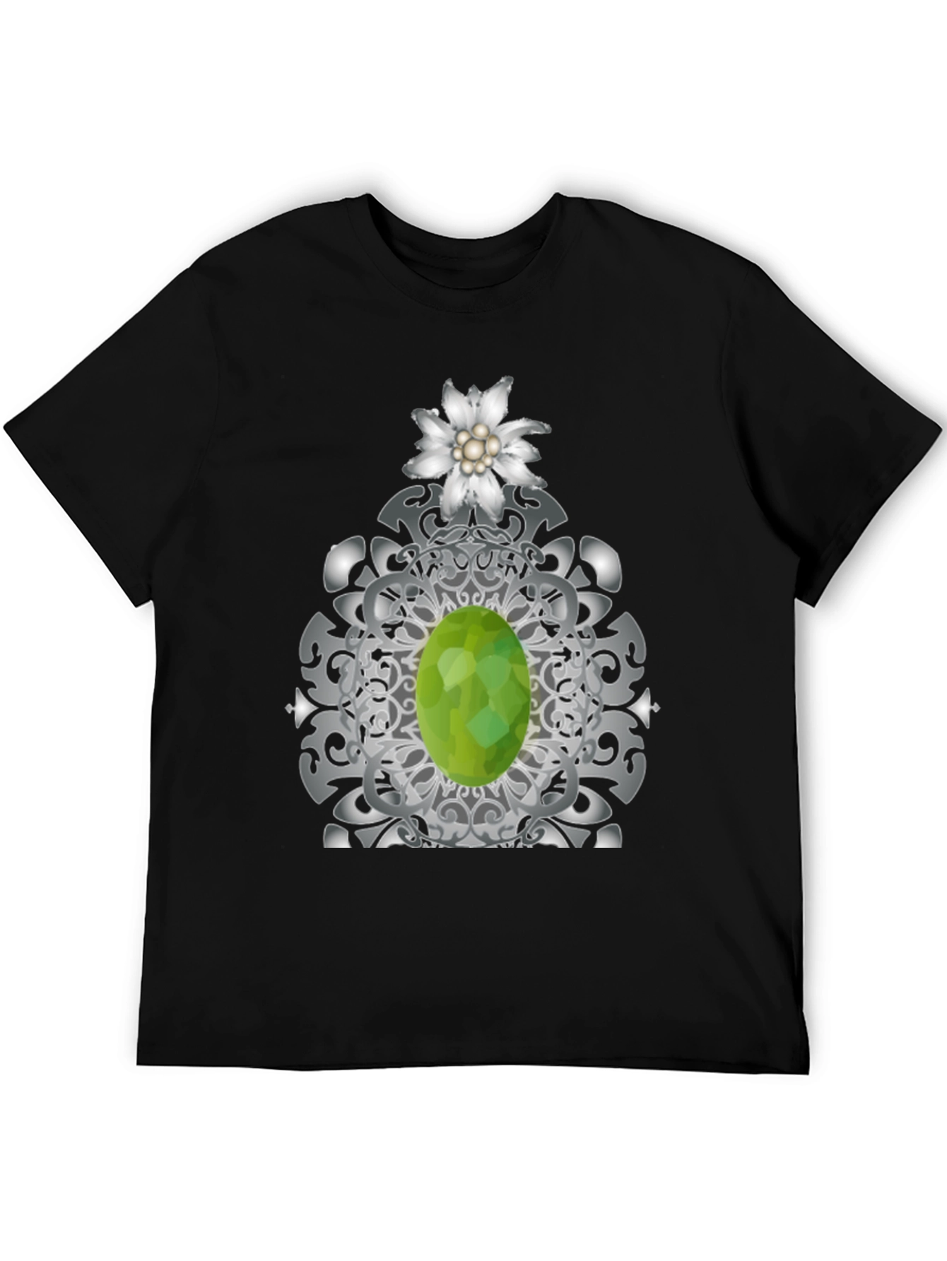 Edelweiss Flower and Green Gem Graphic Tee