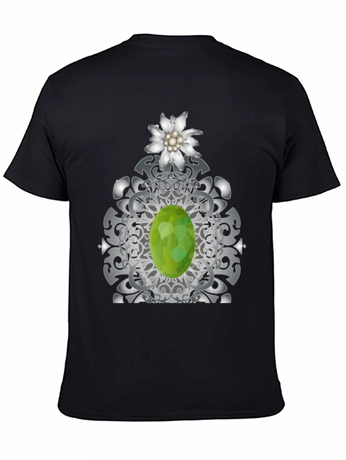 Edelweiss Flower and Green Gem Graphic Tee