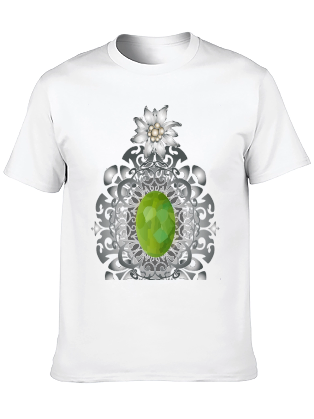 Edelweiss Flower and Green Gem Graphic Tee