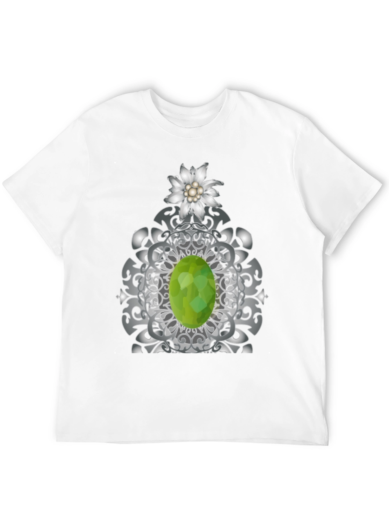 Edelweiss Flower and Green Gem Graphic Tee