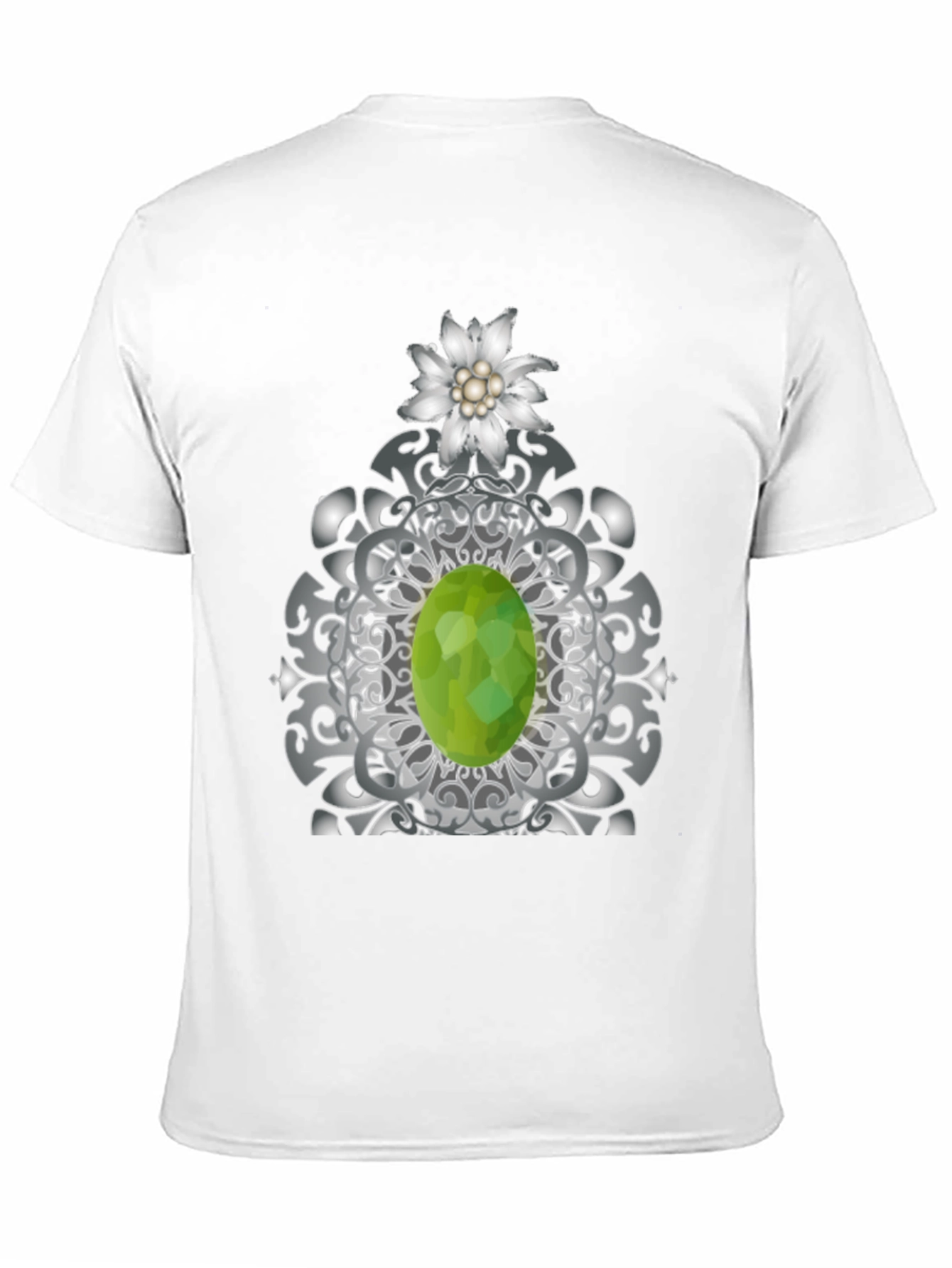 Edelweiss Flower and Green Gem Graphic Tee
