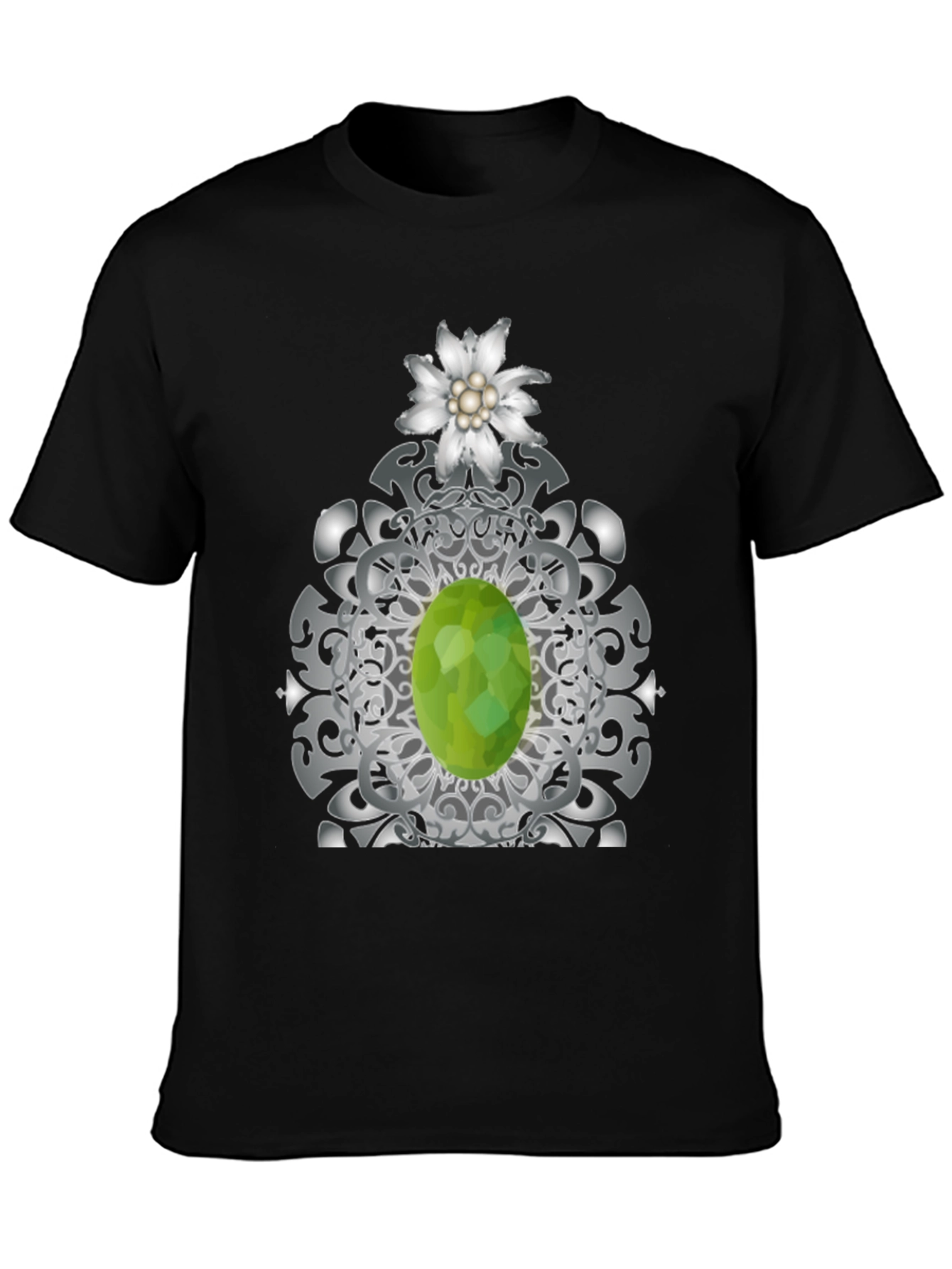 Edelweiss Flower and Green Gem Graphic Tee