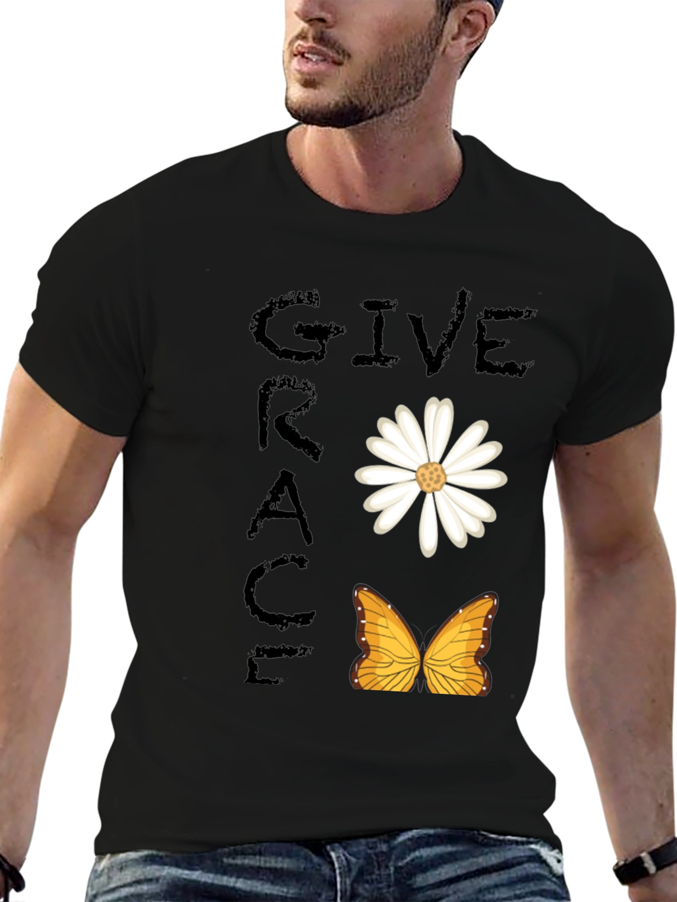 Give Grace T-Shirt - Daisy & Butterfly Design