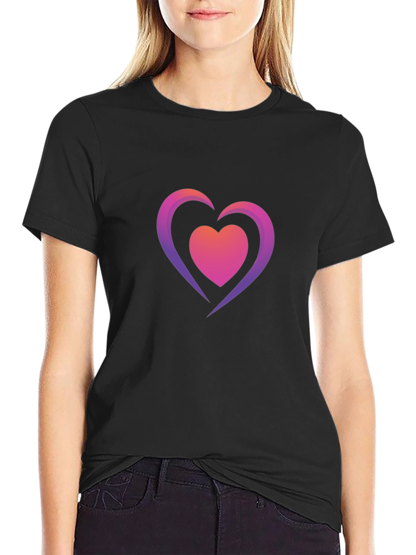 Heart Graphic Black T-Shirt - Stylish Casual Tee
