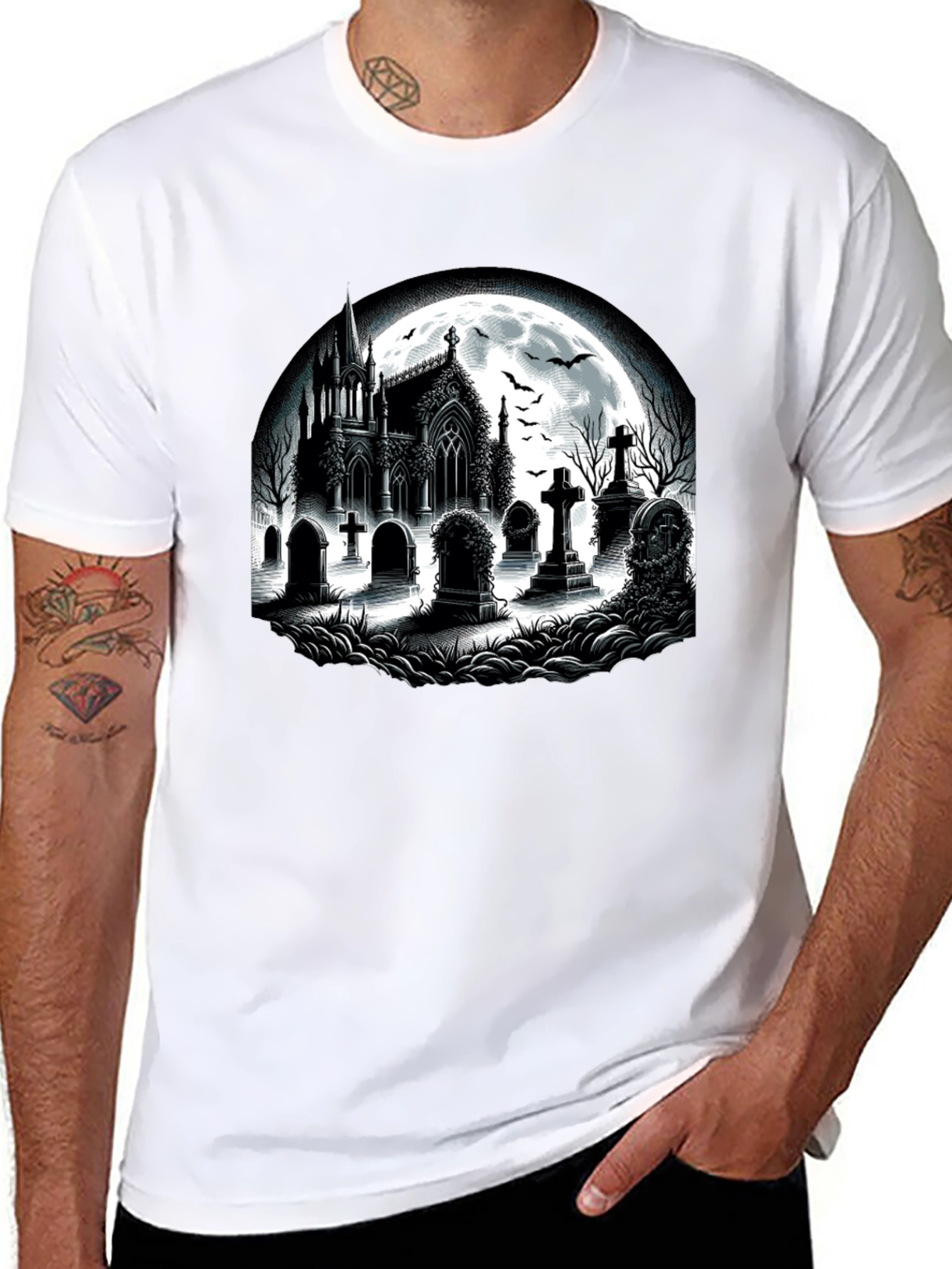 Gothic Cemetery T-Shirt - Halloween Style