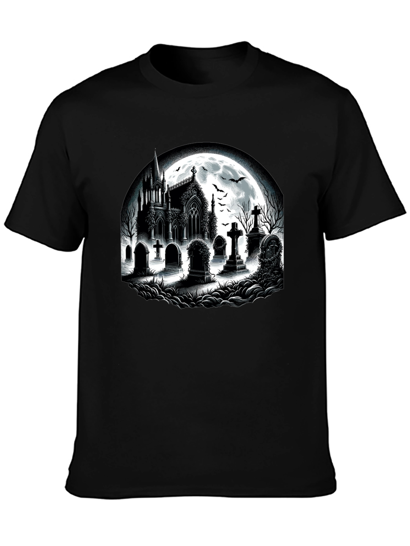 Gothic Cemetery T-Shirt - Halloween Style