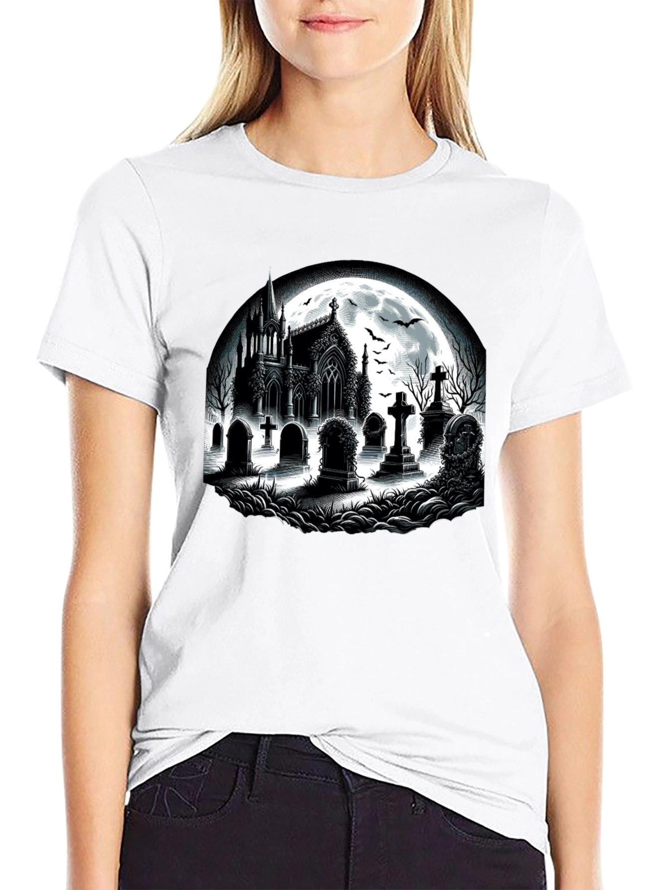 Gothic Cemetery T-Shirt - Halloween Style
