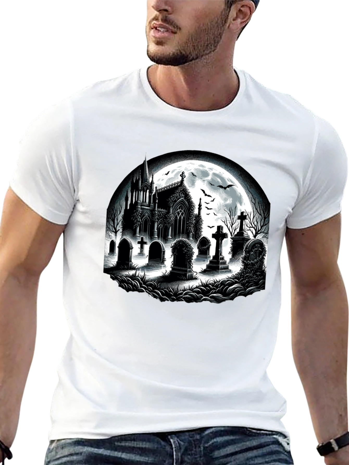 Gothic Cemetery T-Shirt - Halloween Style