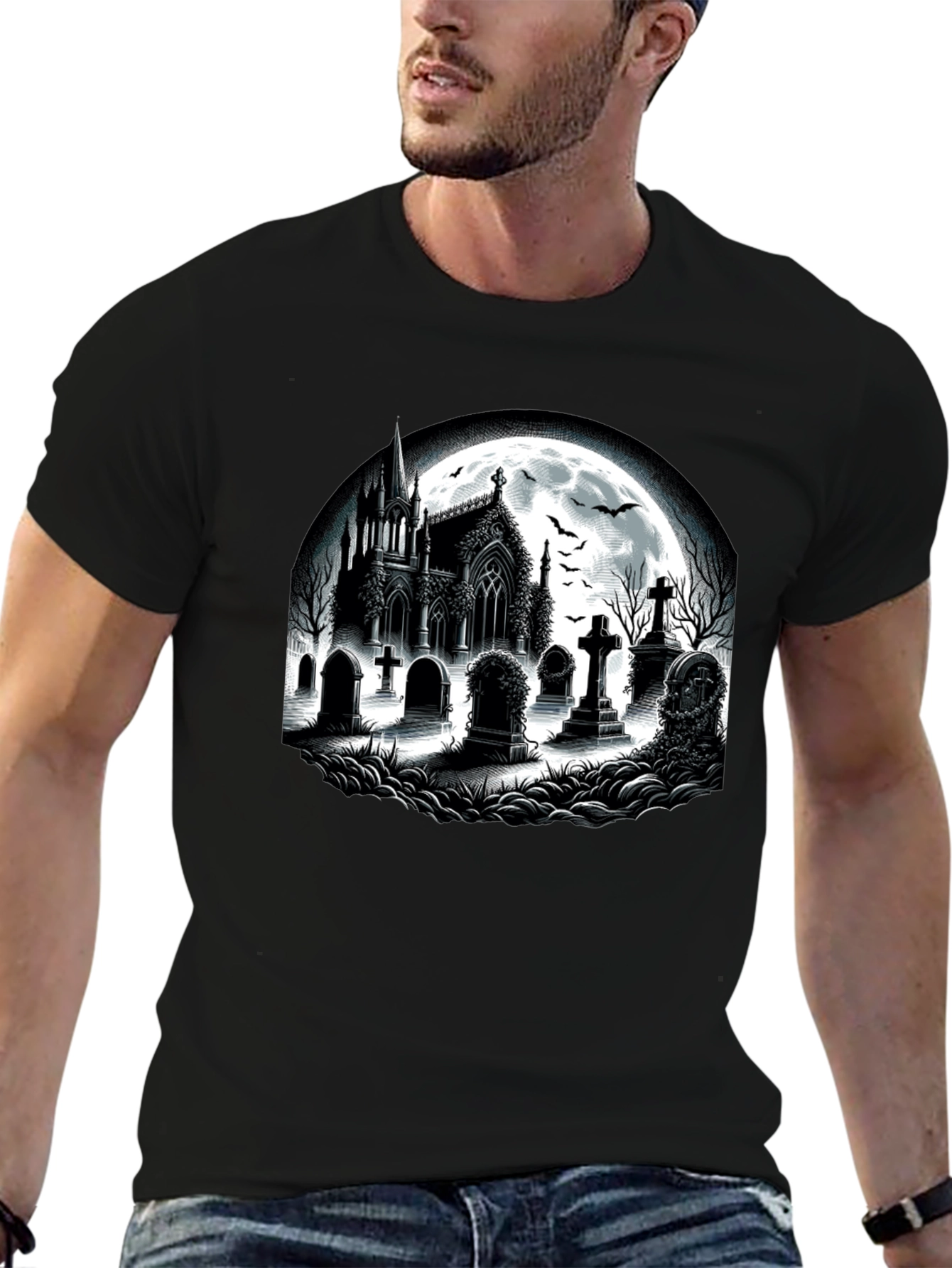 Gothic Cemetery T-Shirt - Halloween Style