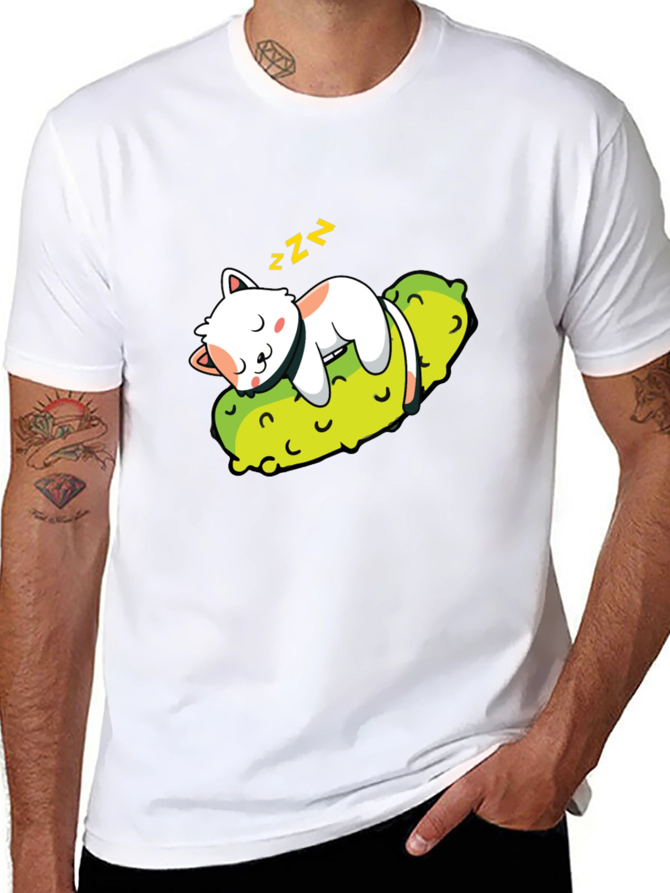 Cat Nap Pickle T-Shirt - Comfy Cotton Blend