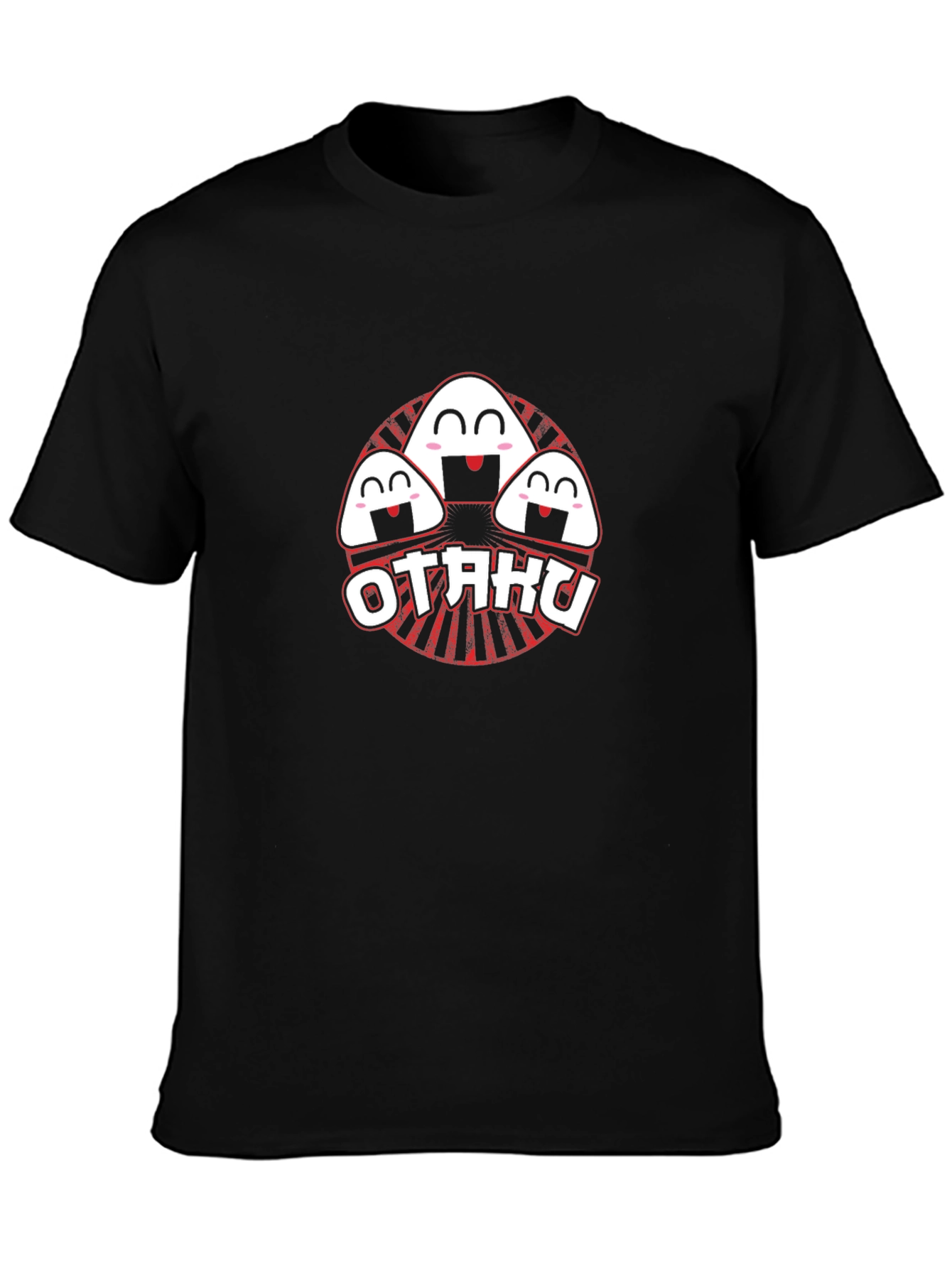 Otaku Anime Rice Ball Graphic Tee - Black