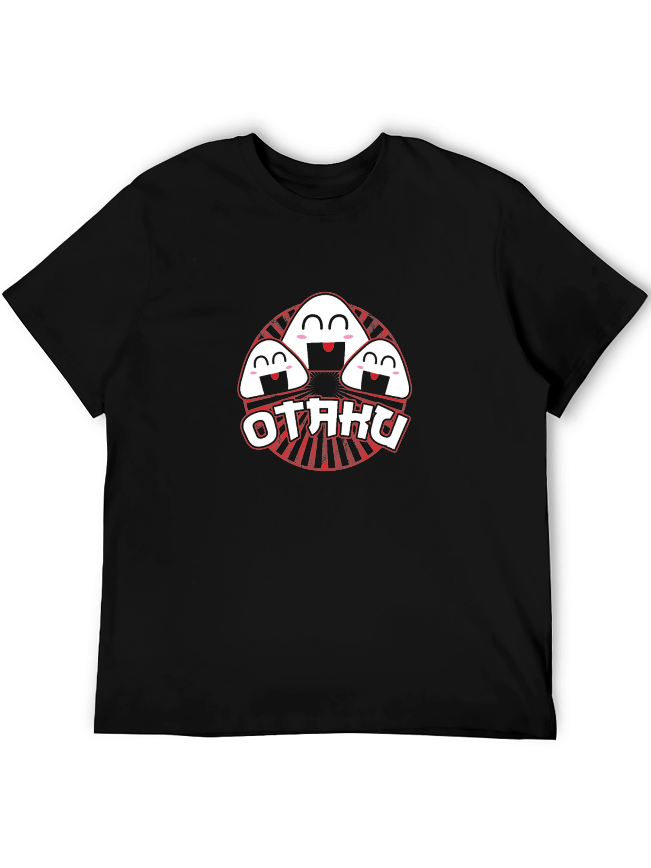 Otaku Anime Rice Ball Graphic Tee - Black