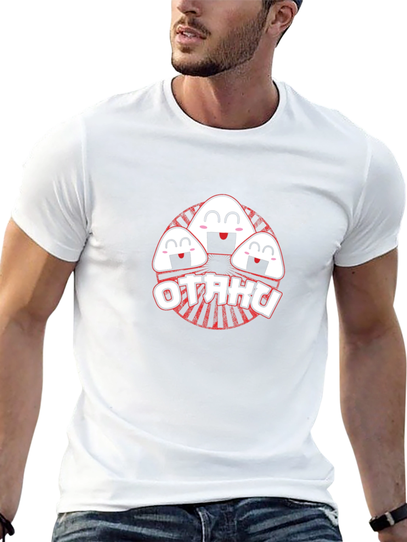 Otaku Anime Rice Ball Graphic Tee - Black