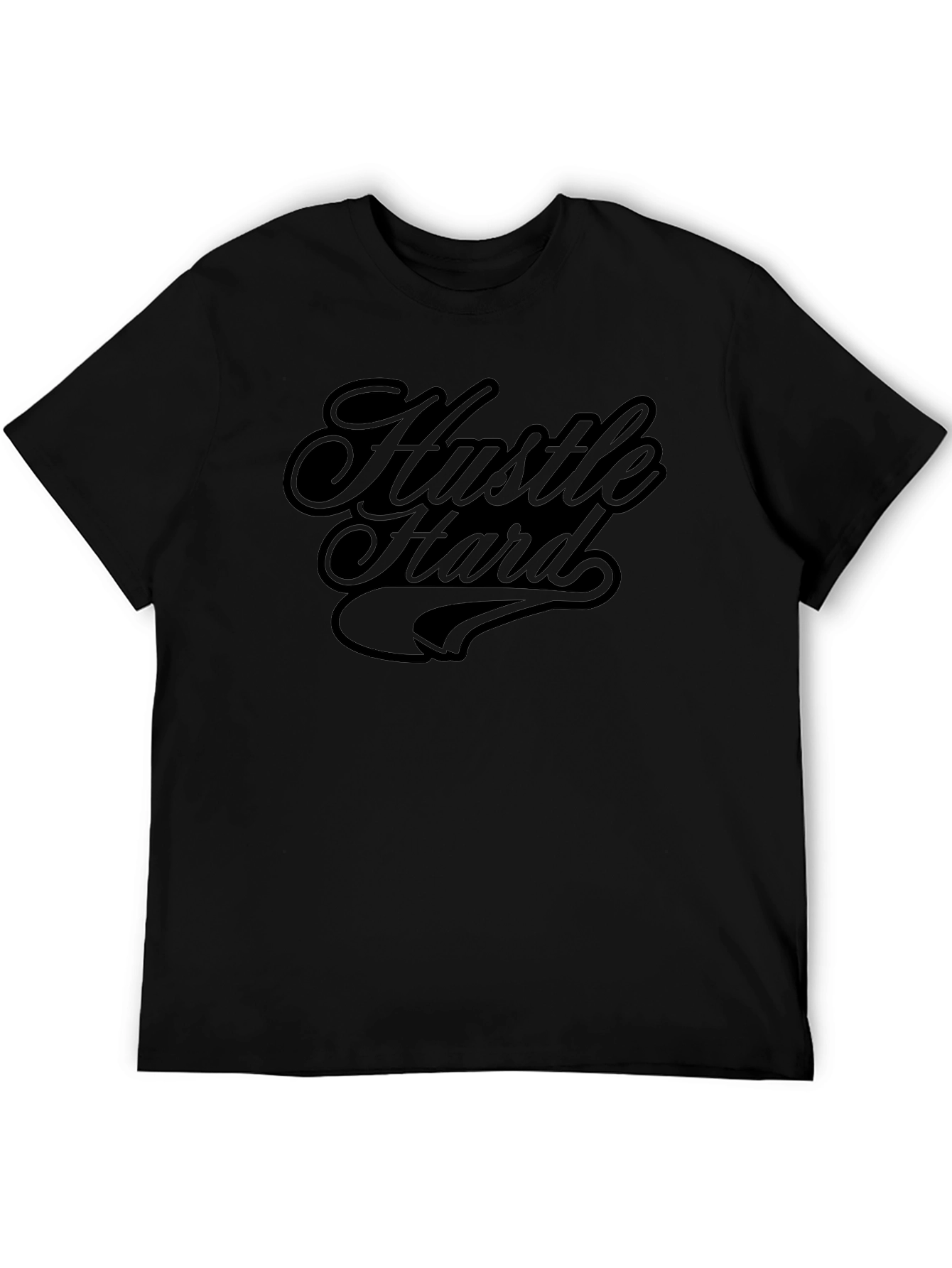 Mens Black Hustle Hard Graphic T-Shirt