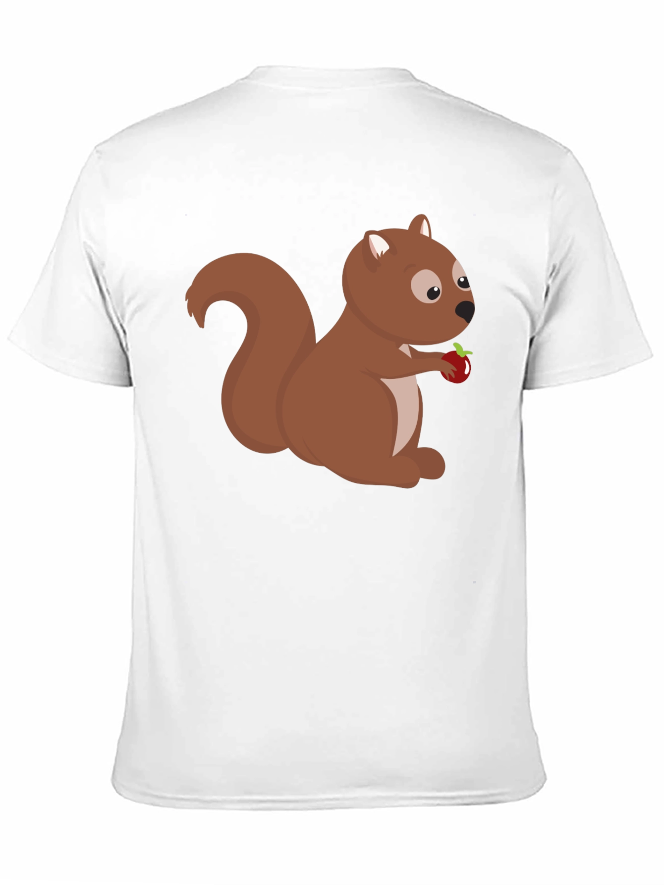 Squirrel Holding Apple Black T-Shirt
