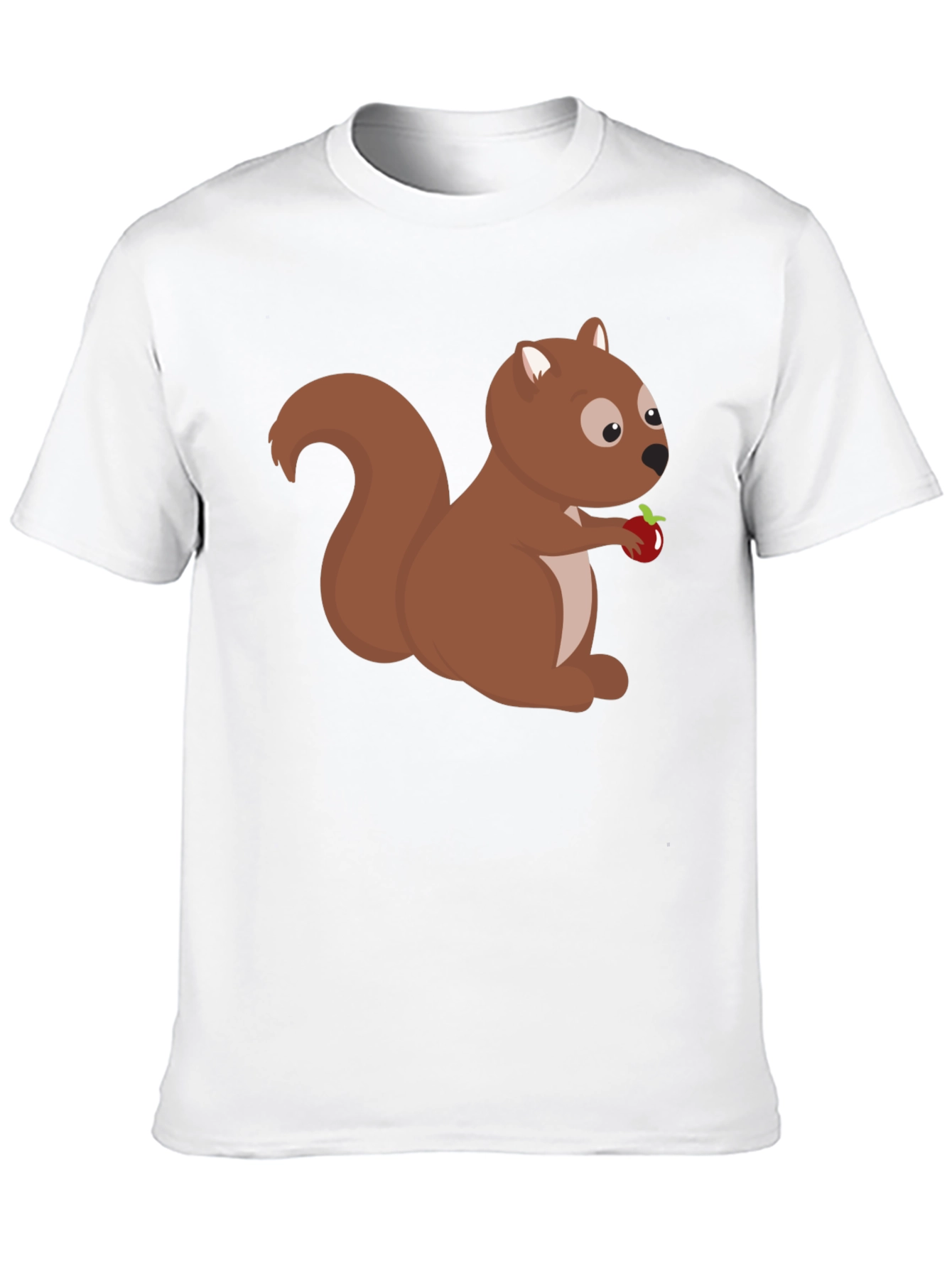 Squirrel Holding Apple Black T-Shirt
