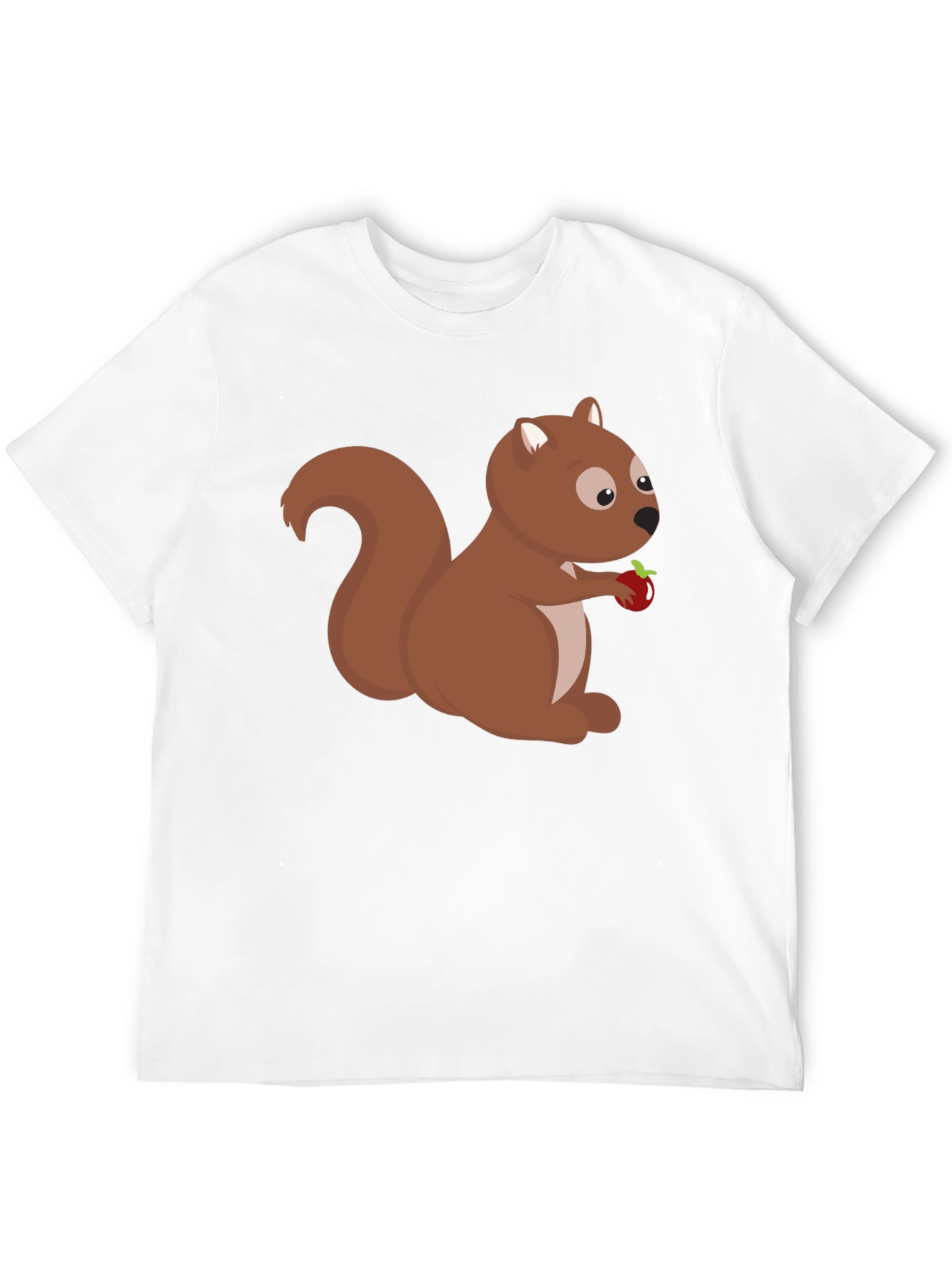 Squirrel Holding Apple Black T-Shirt