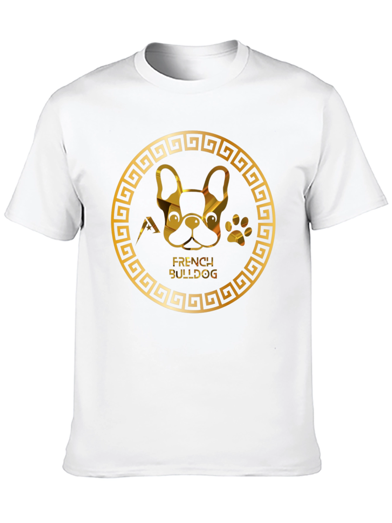 French Bulldog Gold Graphic Black T-Shirt