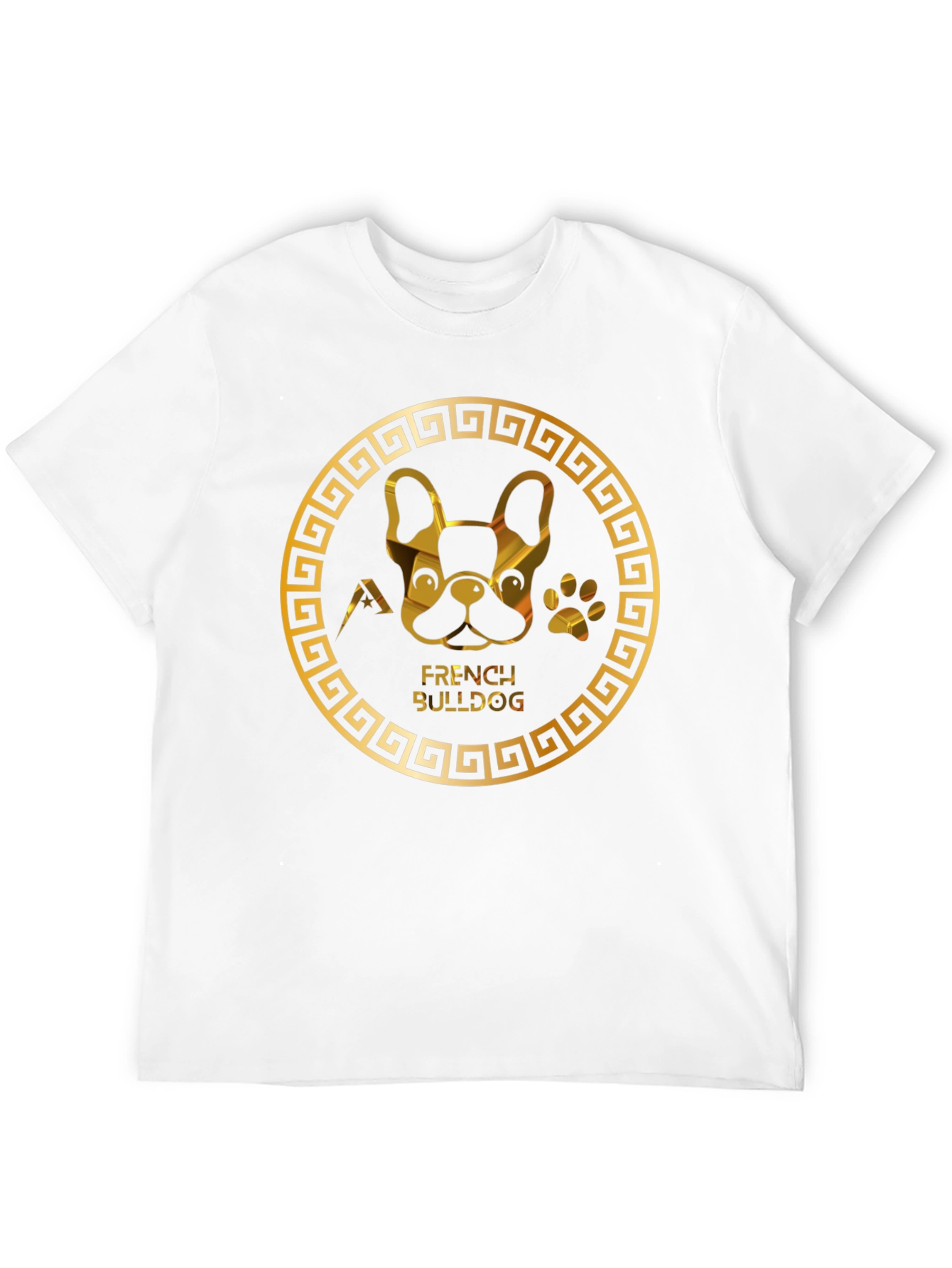French Bulldog Gold Graphic Black T-Shirt