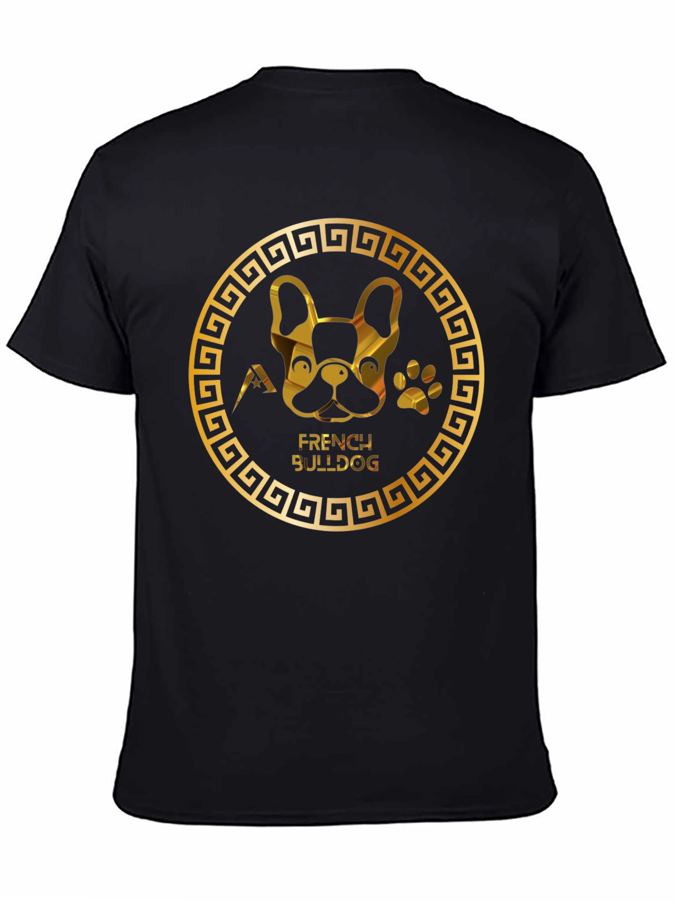 French Bulldog Gold Graphic Black T-Shirt