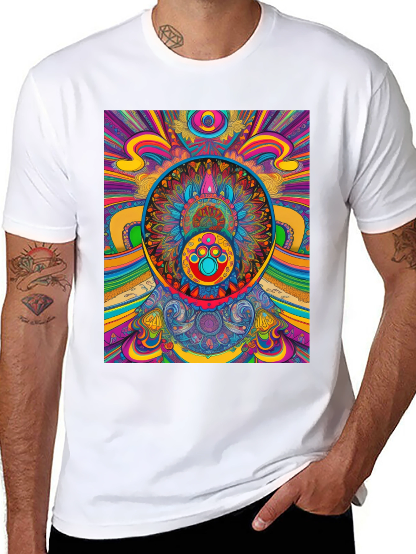 Psychedelic Mandala T-Shirt - Vibrant Graphic Tee