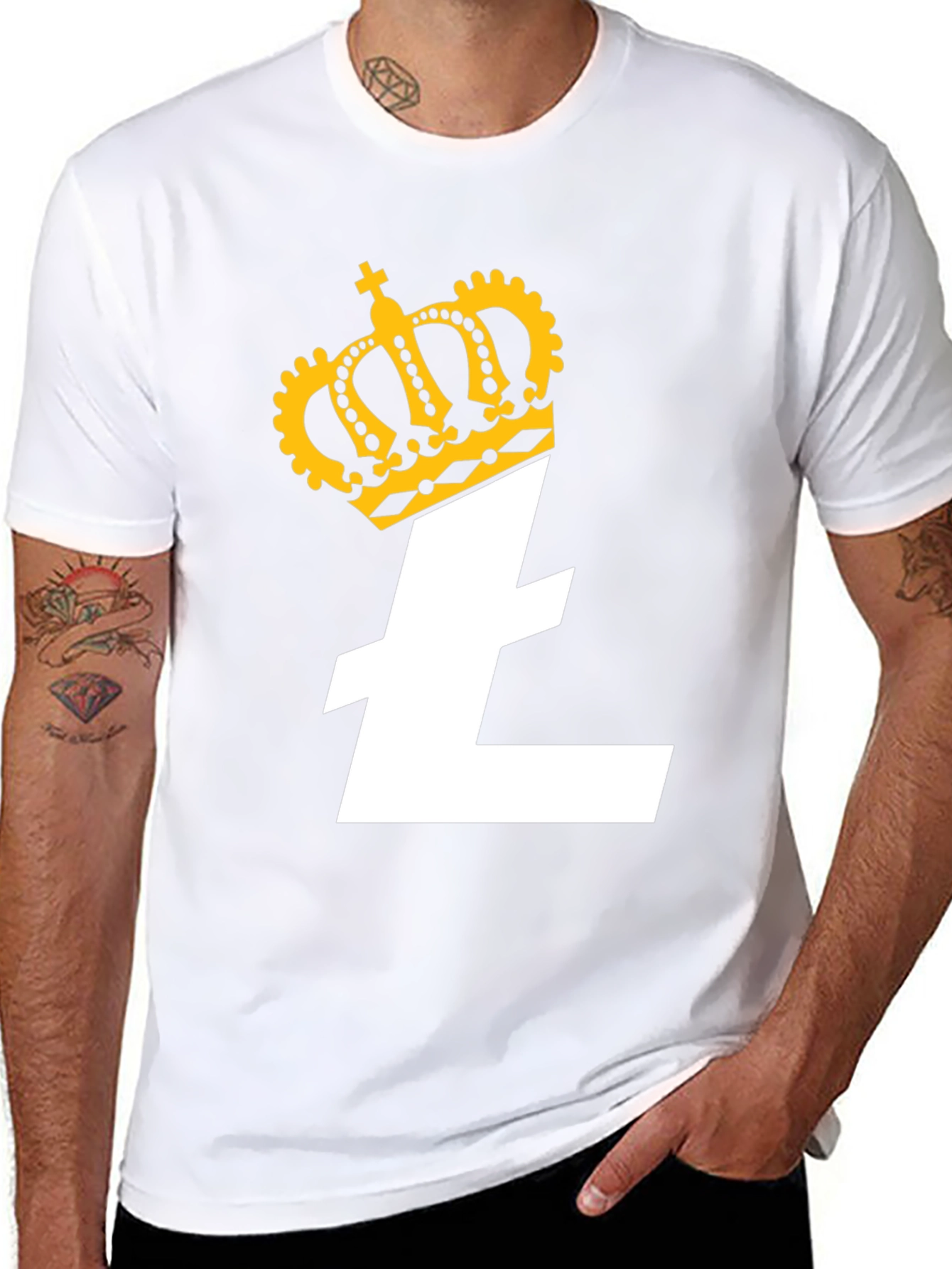 Crowned Litecoin Crypto Tee - Black Cotton T-Shirt