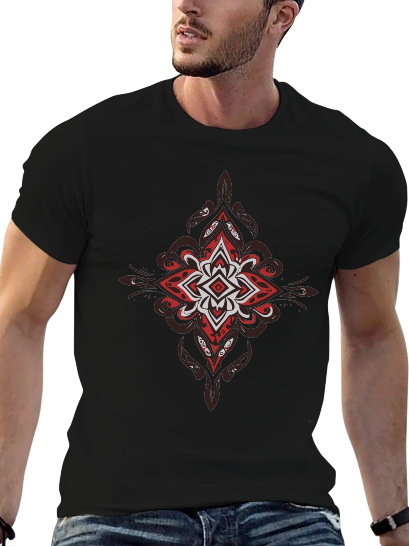 Abstract Mandala Black Tee