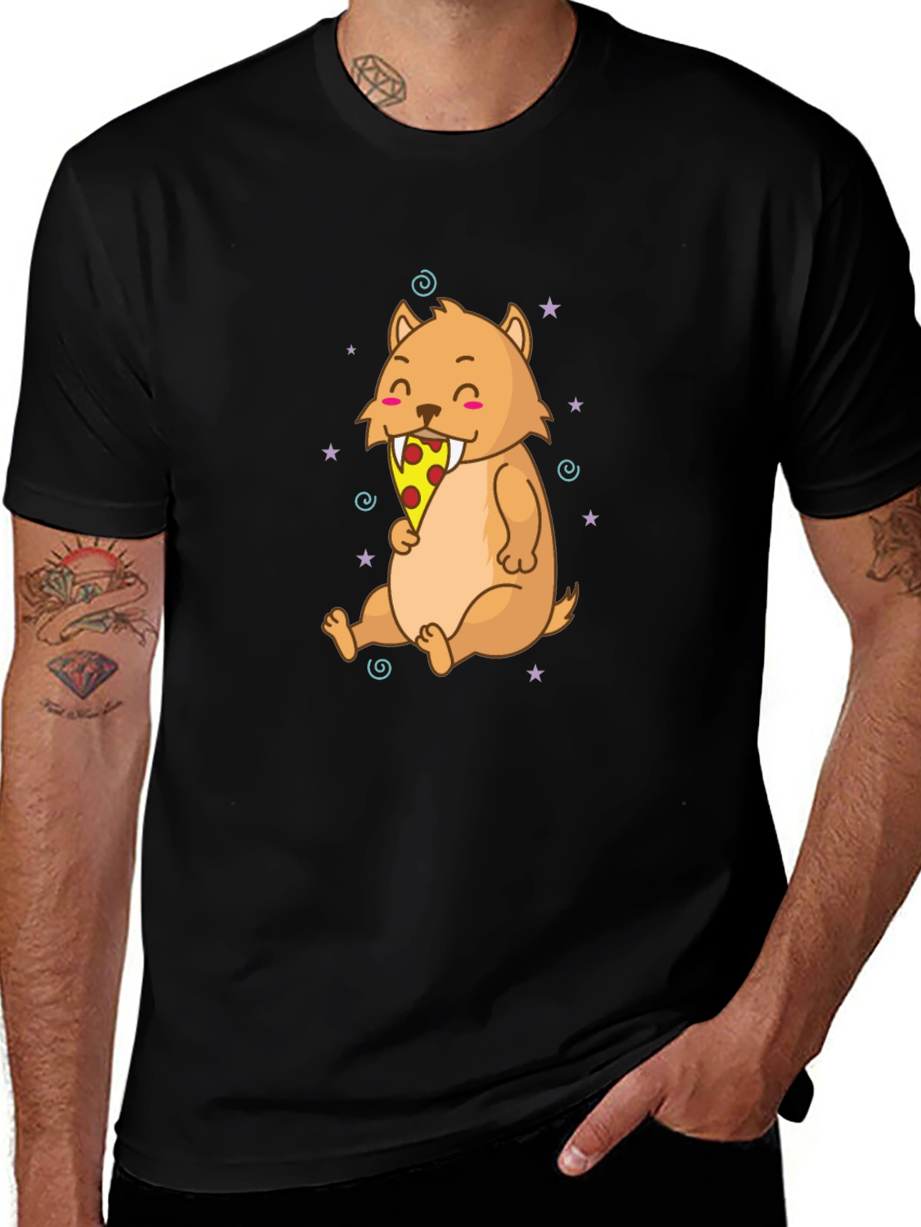Pizza Eating Cartoon T-Shirt