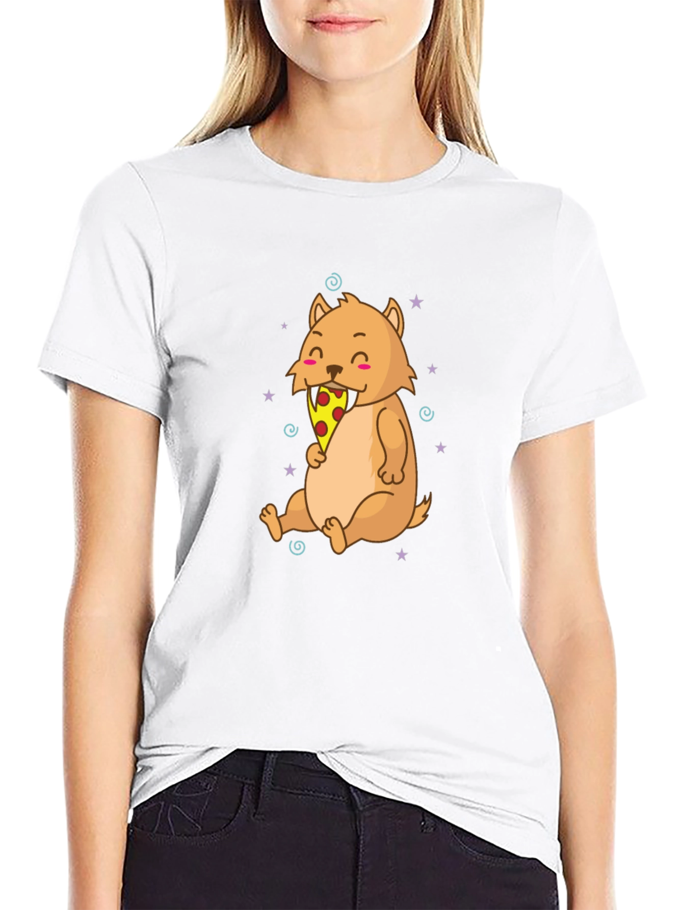 Pizza Eating Cartoon T-Shirt