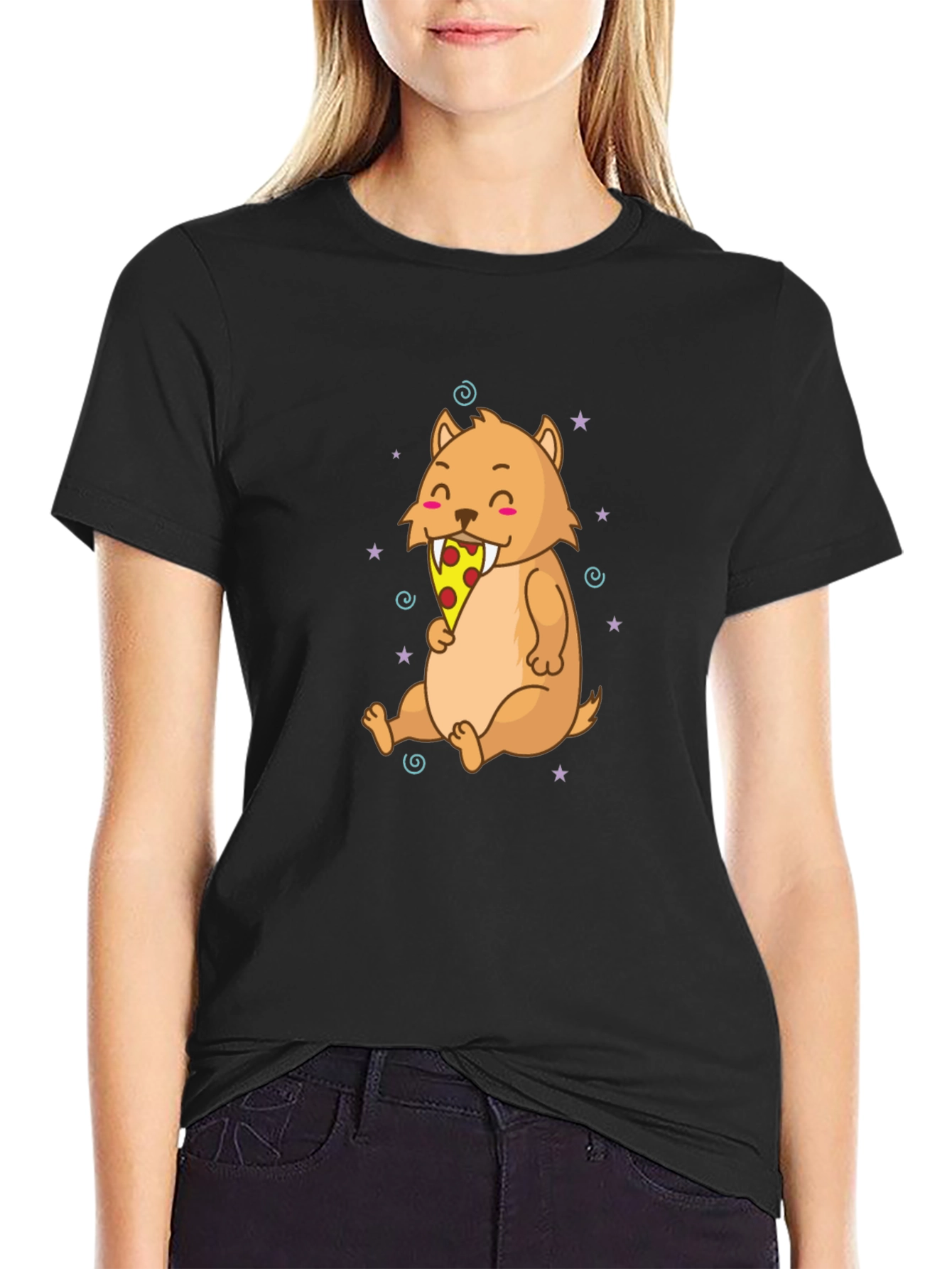 Pizza Eating Cartoon T-Shirt