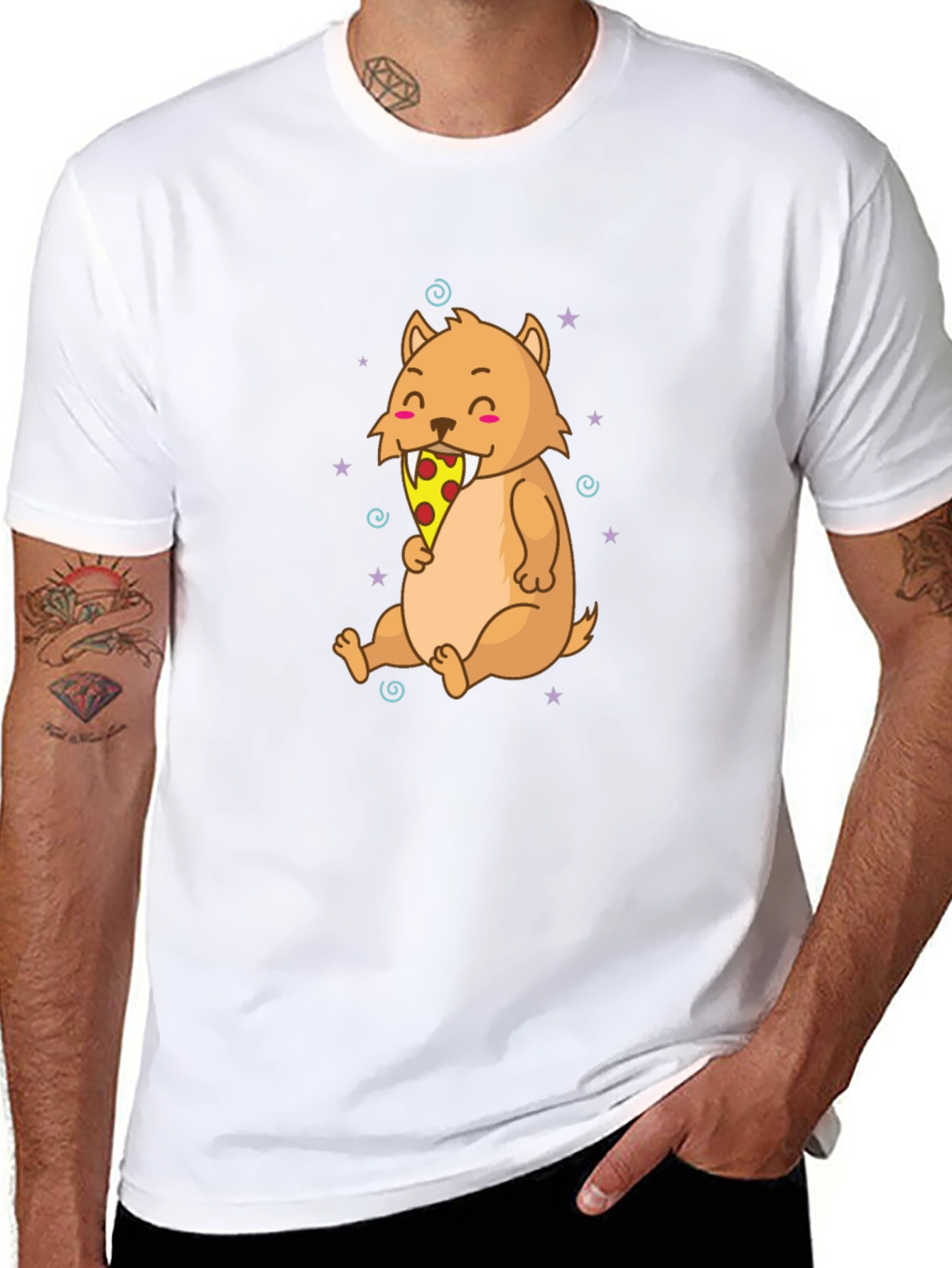 Pizza Eating Cartoon T-Shirt