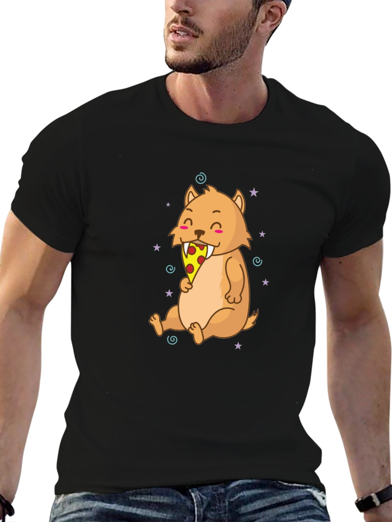Pizza Eating Cartoon T-Shirt