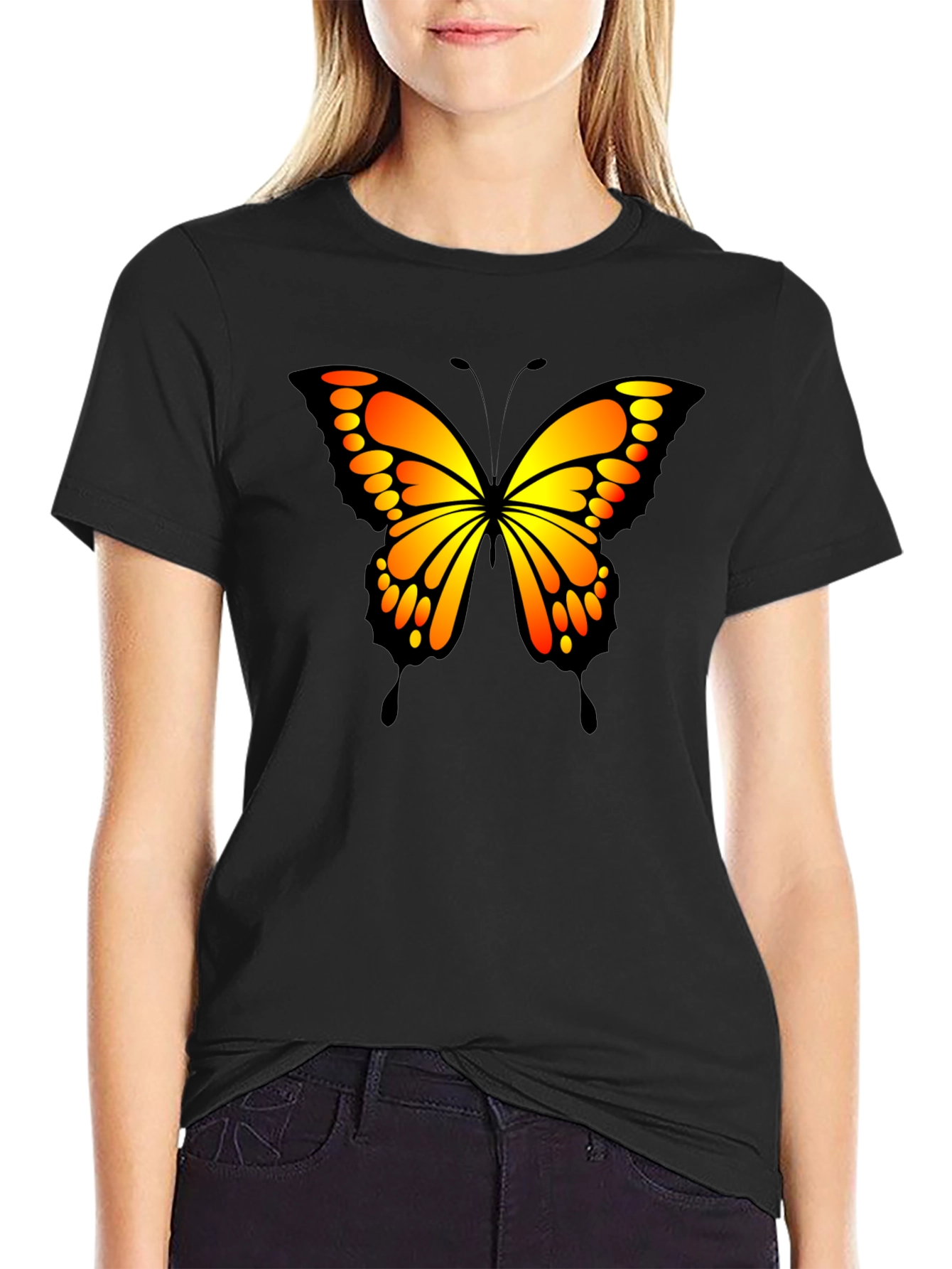 Butterfly Graphic Tee - Bold & Vibrant Black Shirt