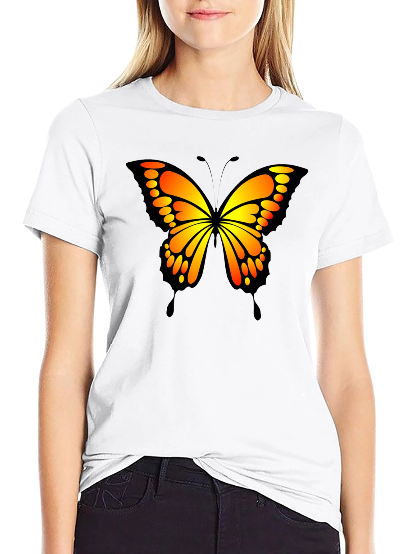 Butterfly Graphic Tee - Bold & Vibrant Black Shirt