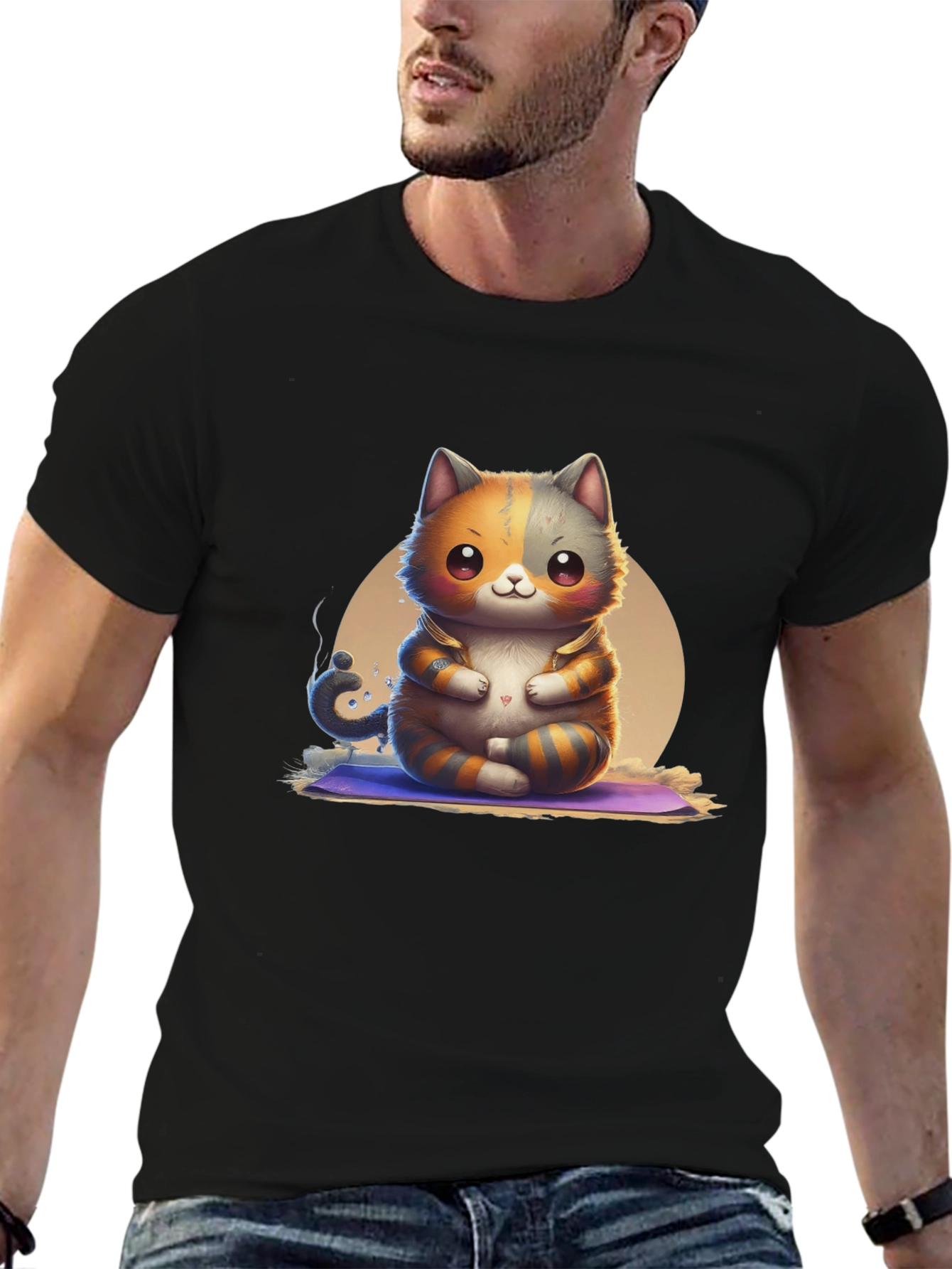 Zen Cat T-Shirt: Meditating Kitten Design