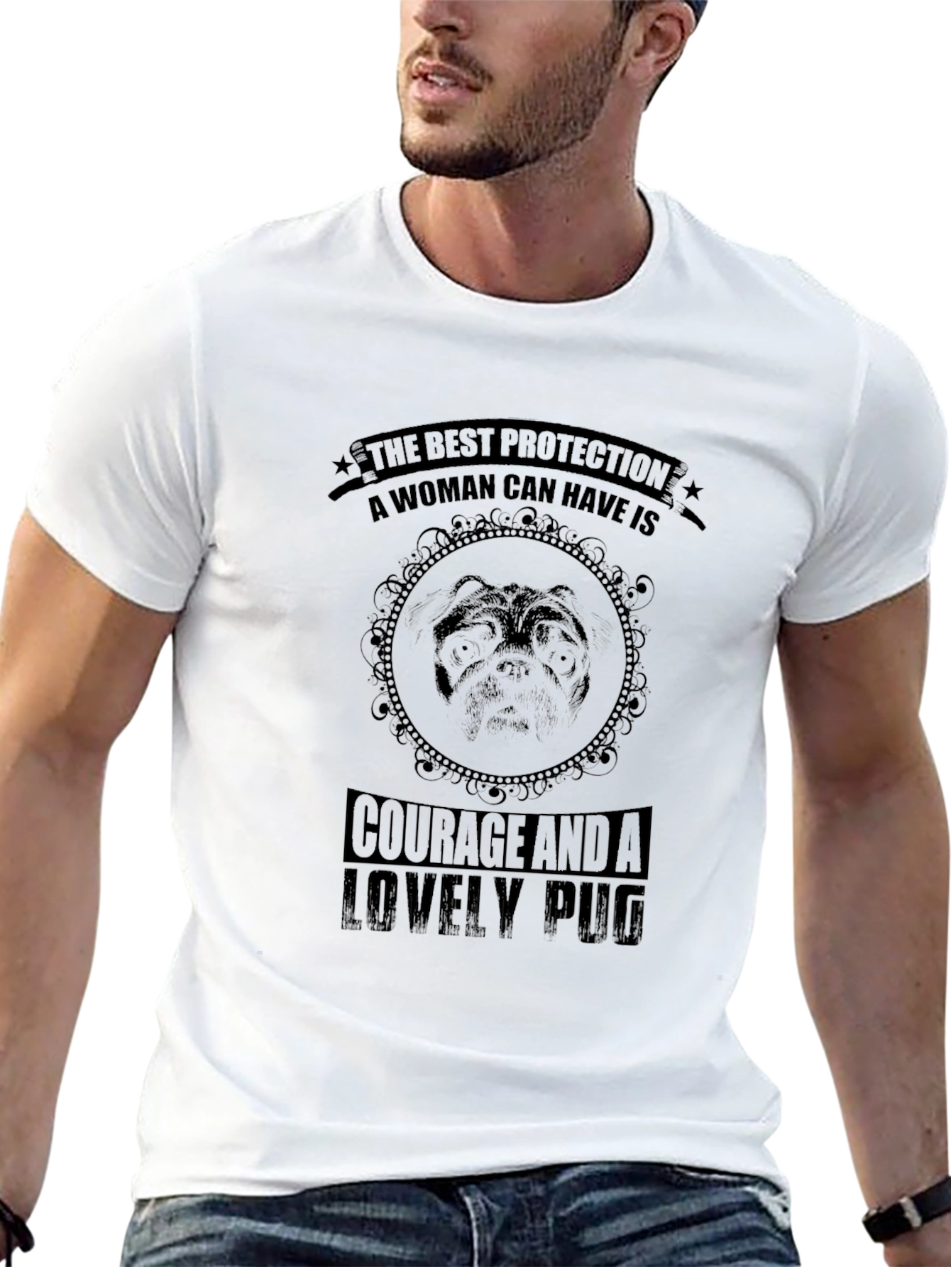 Courageous Pug T-Shirt - Best Protection