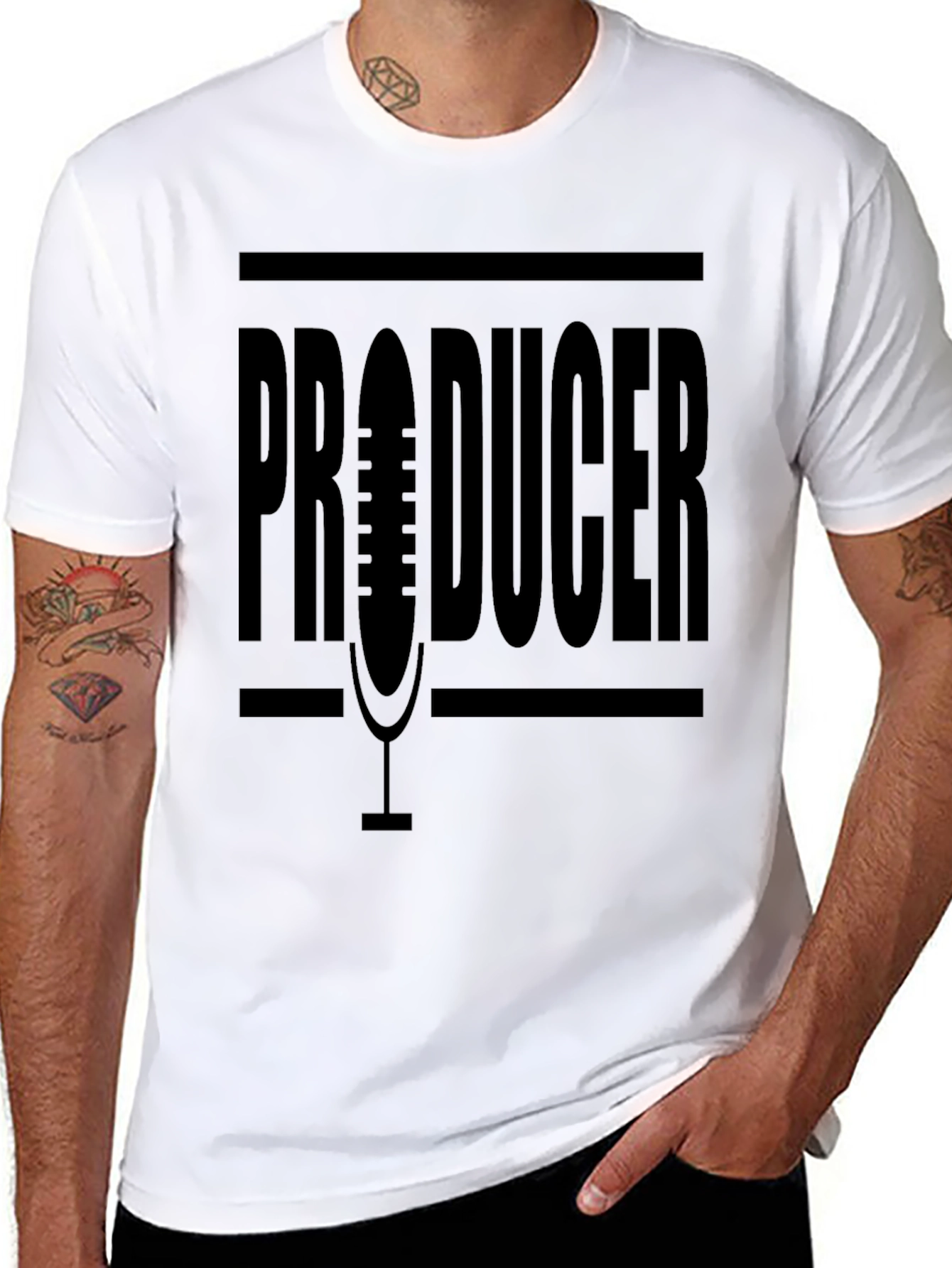 Producer Microphone Graphic Black T-Shirt