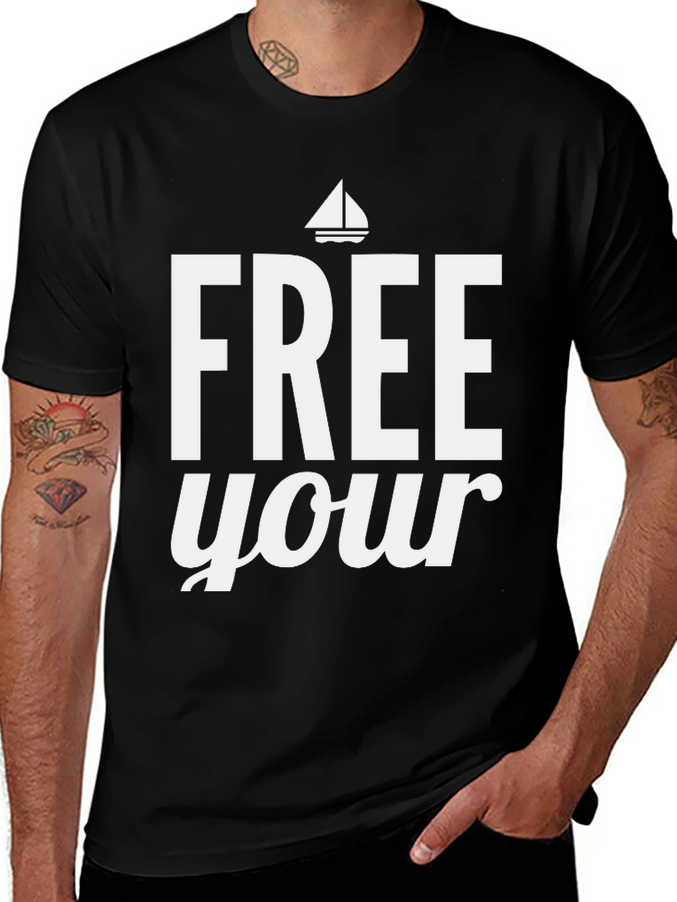 Free Your Mind Graphic Tee - Black Cotton T-Shirt
