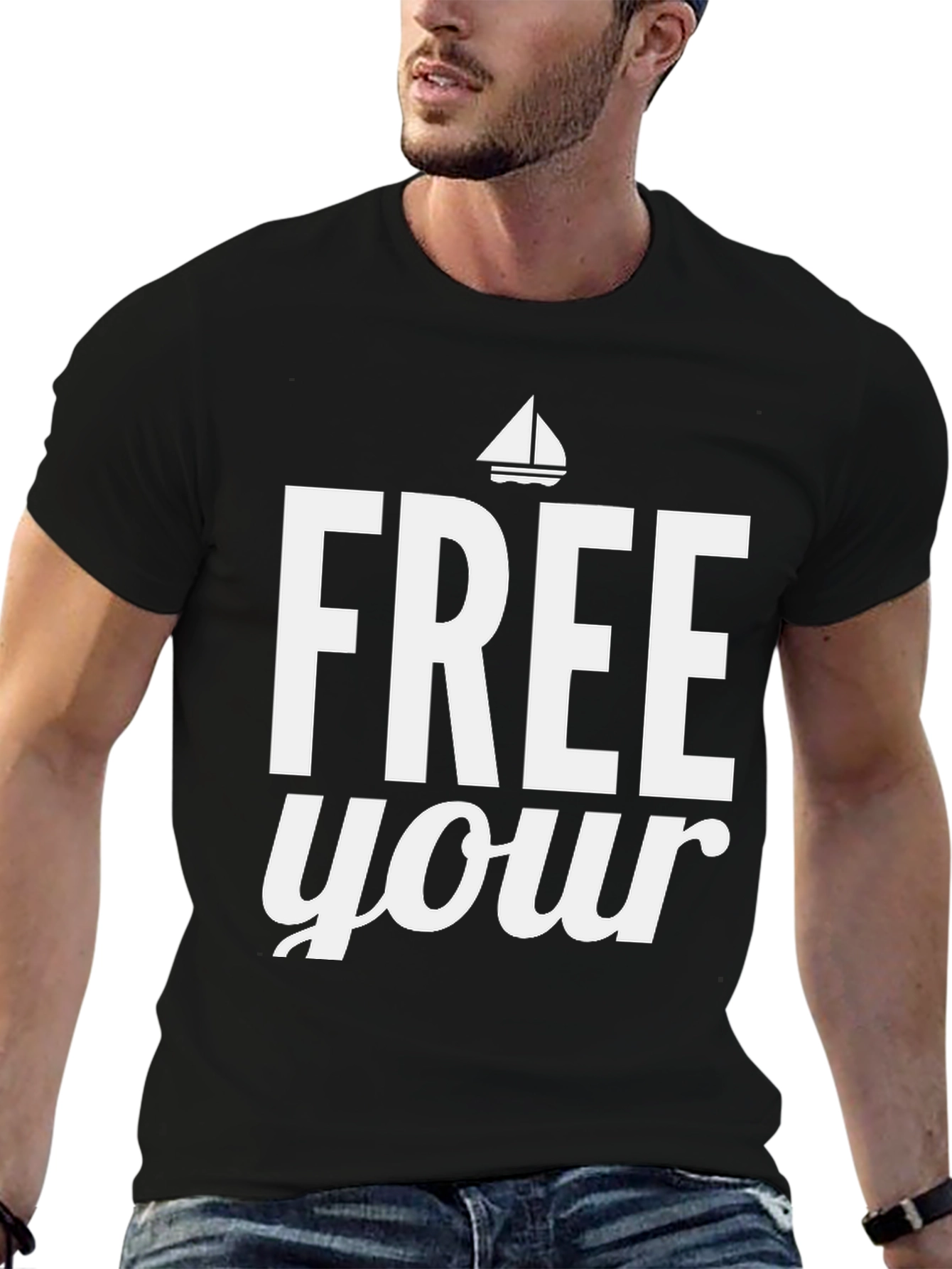 Free Your Mind Graphic Tee - Black Cotton T-Shirt