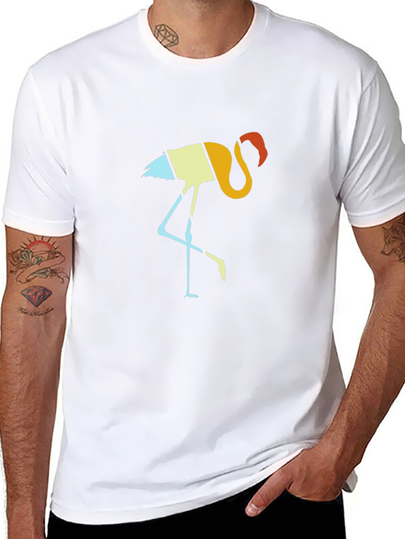 Retro Flamingo Graphic Tee - Black