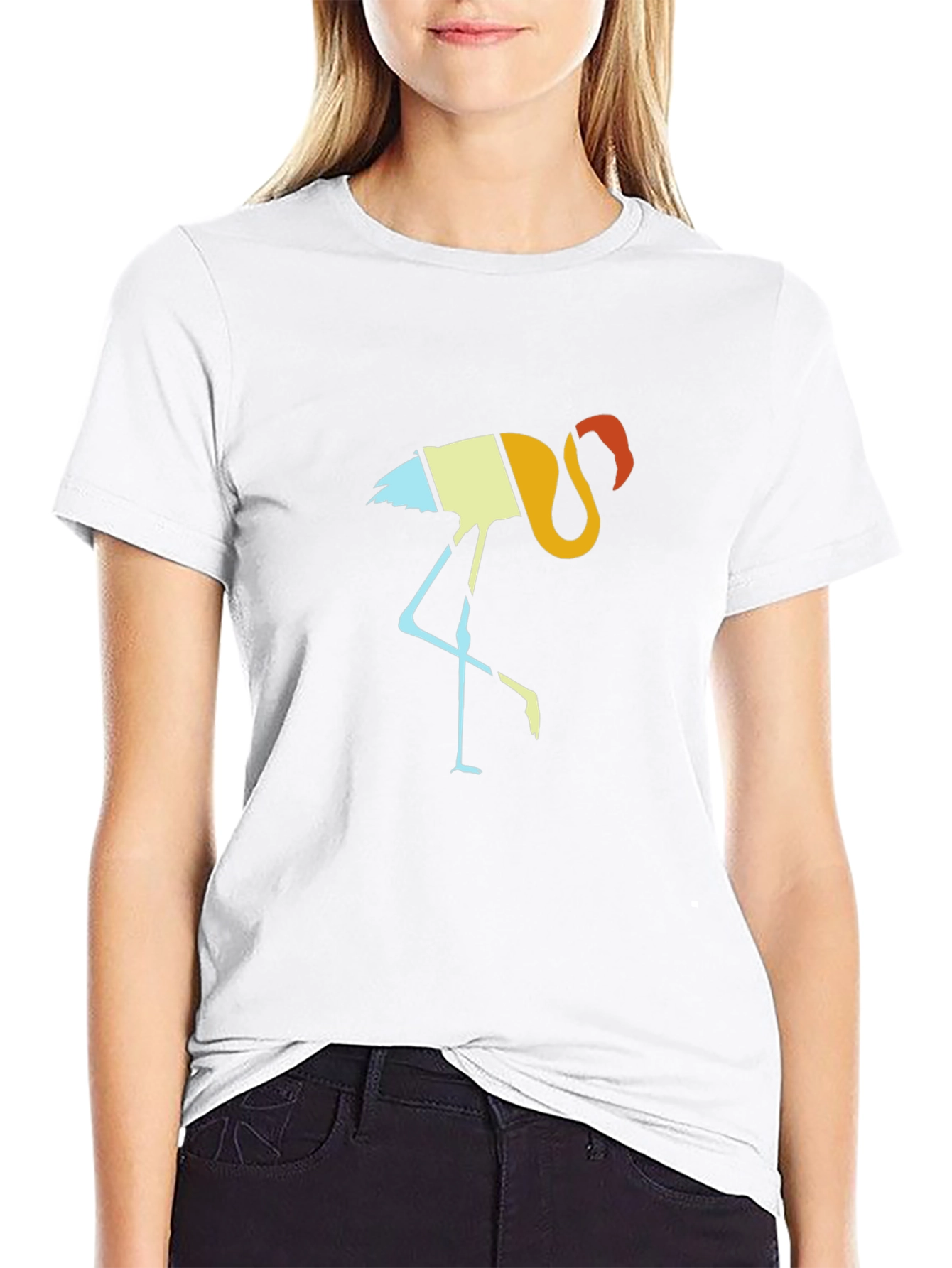 Retro Flamingo Graphic Tee - Black