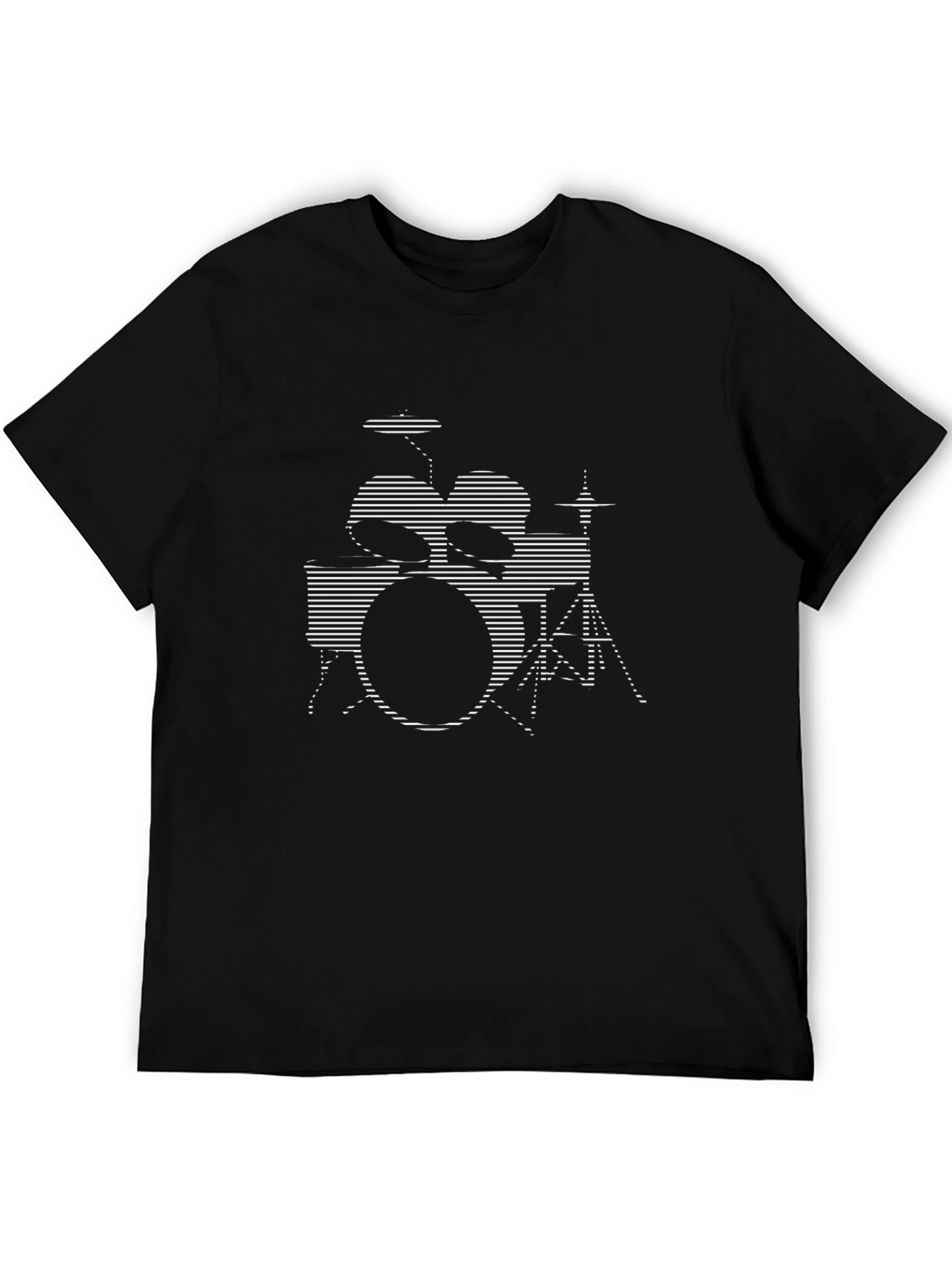 Drum Set Graphic T-Shirt - Black Cotton Tee