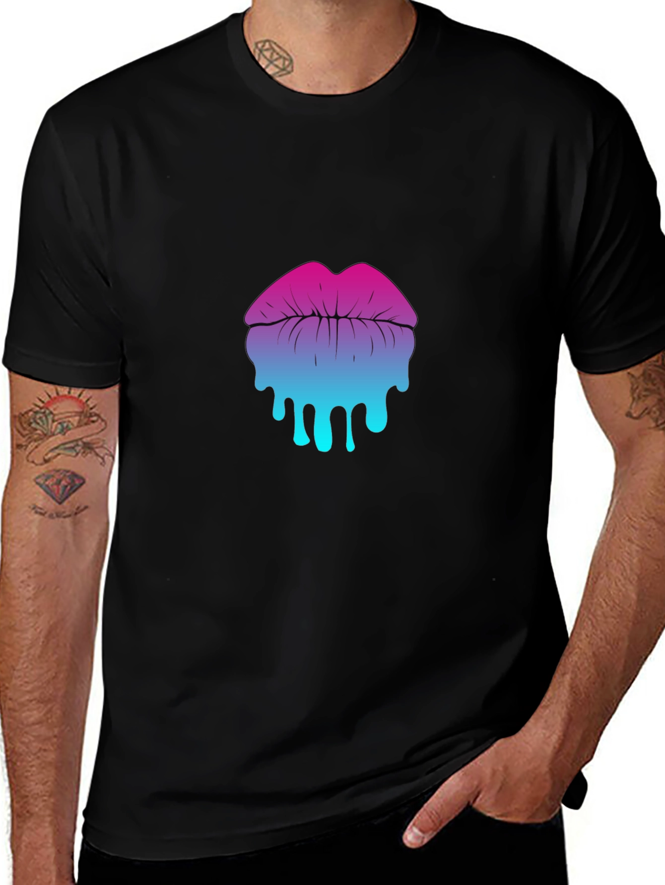 Melting Lips Graphic Tee - Trendy T-Shirt