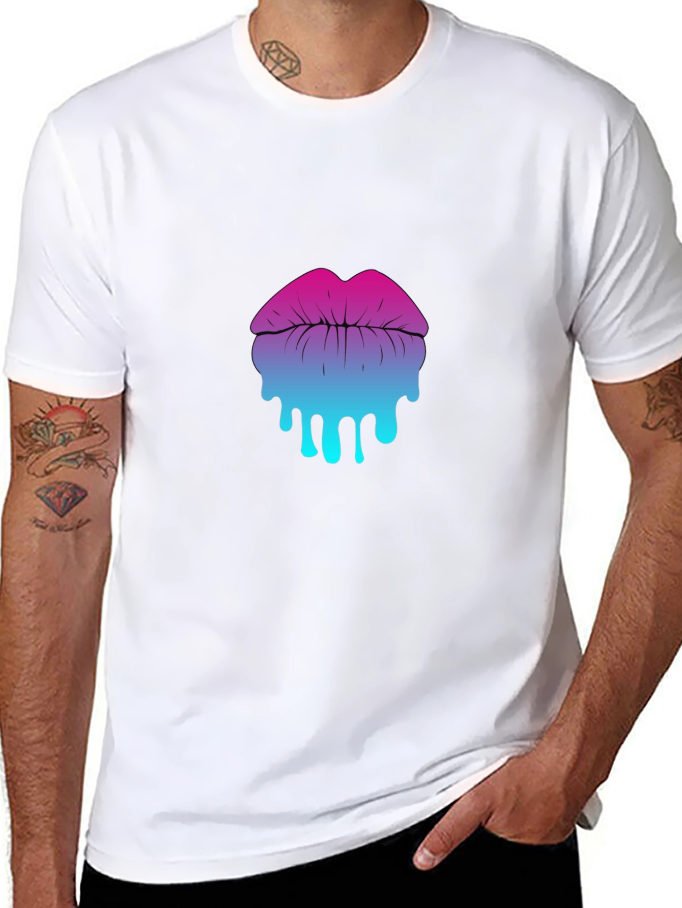 Melting Lips Graphic Tee - Trendy T-Shirt