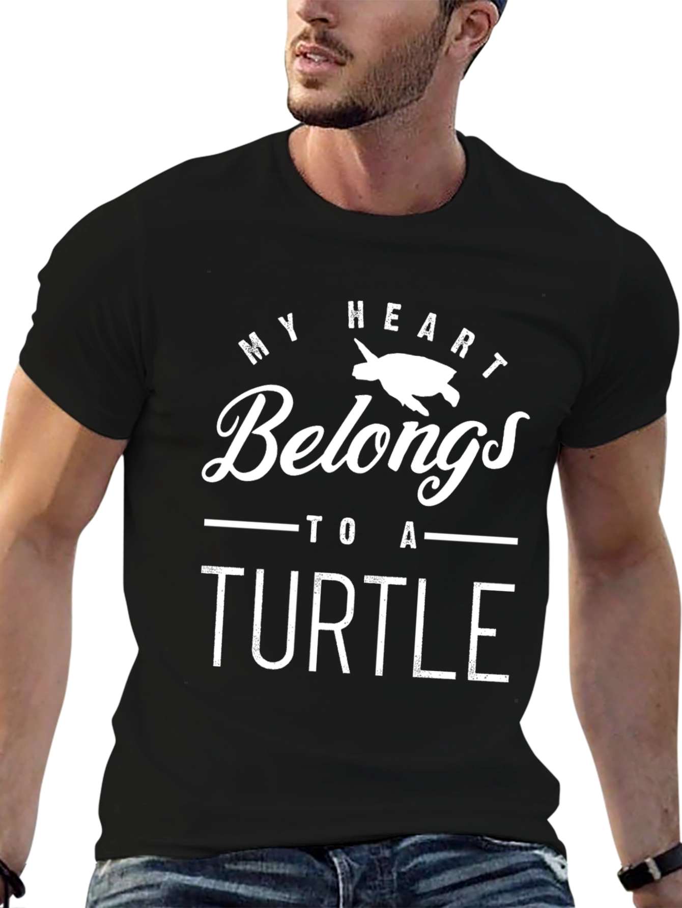 My Heart Belongs to a Turtle Black T-Shirt