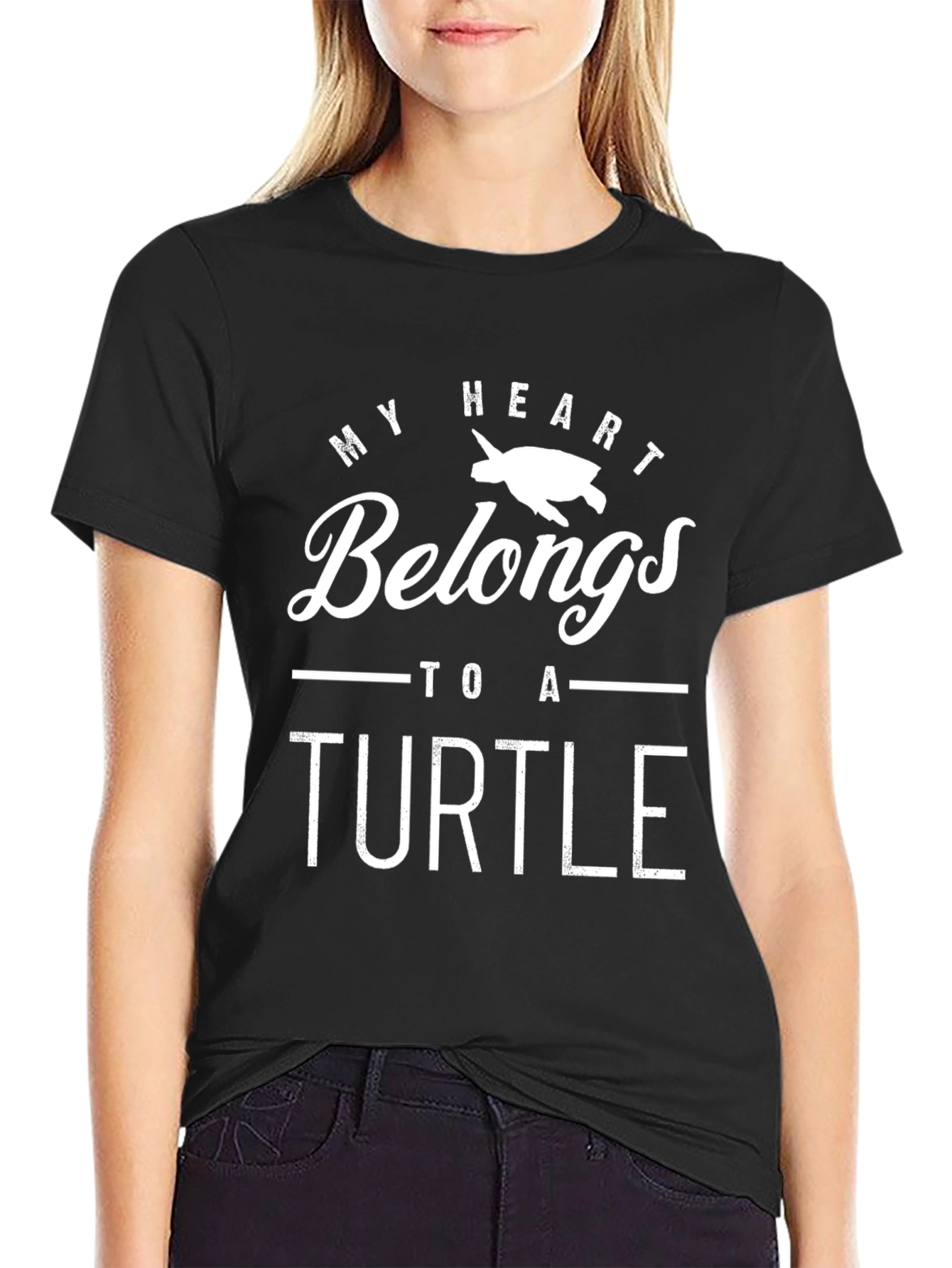 My Heart Belongs to a Turtle Black T-Shirt