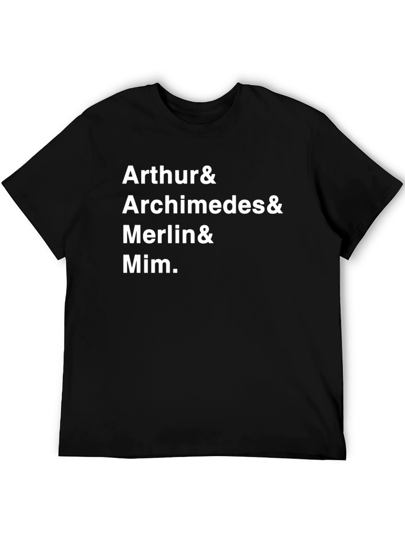 Arthur & Archimedes & Merlin & Mim Black T-Shirt